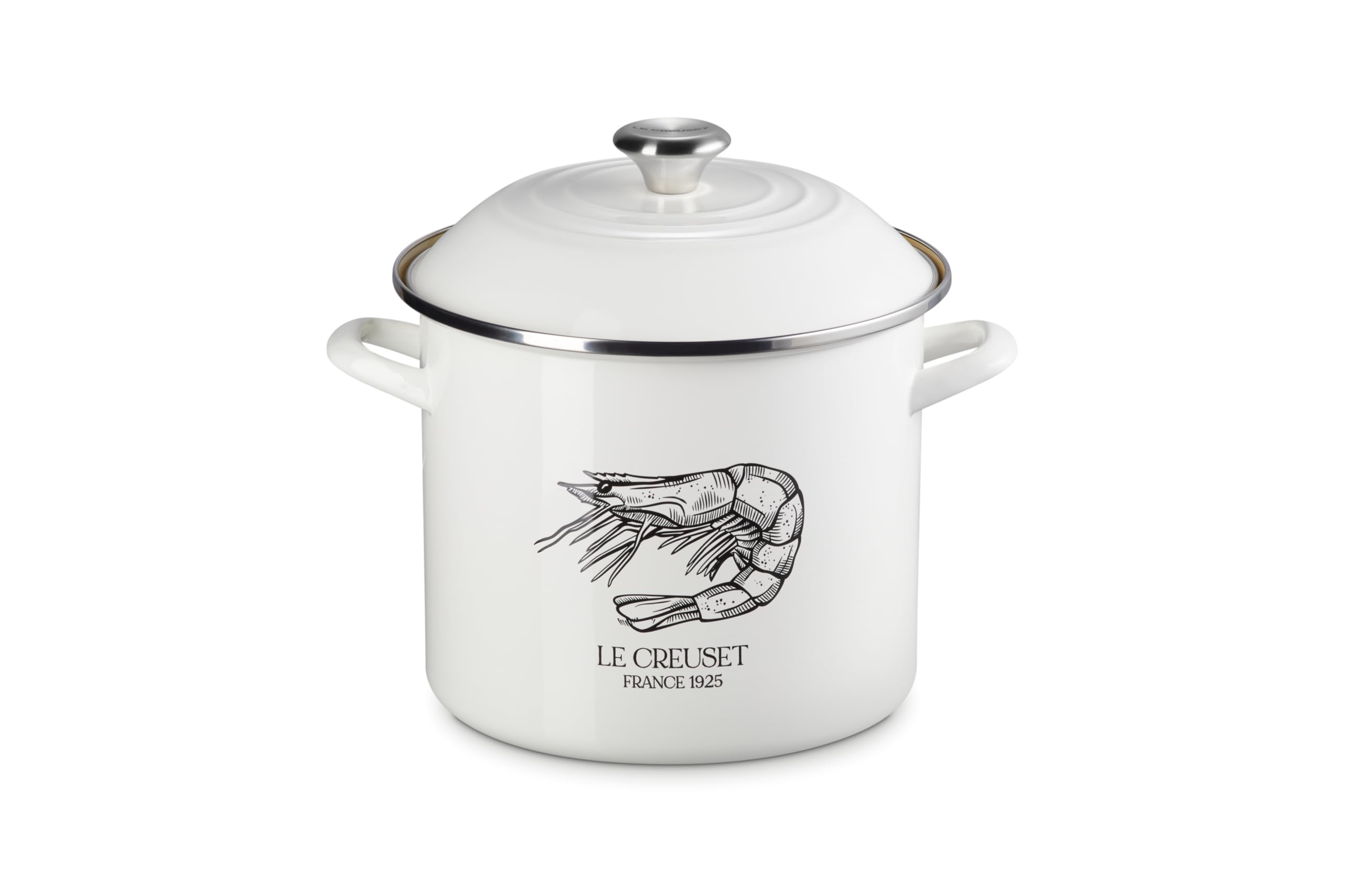 le-creuset-enamel-on-steel-traditional-shrimp-stockpot-10-qt-white image 1