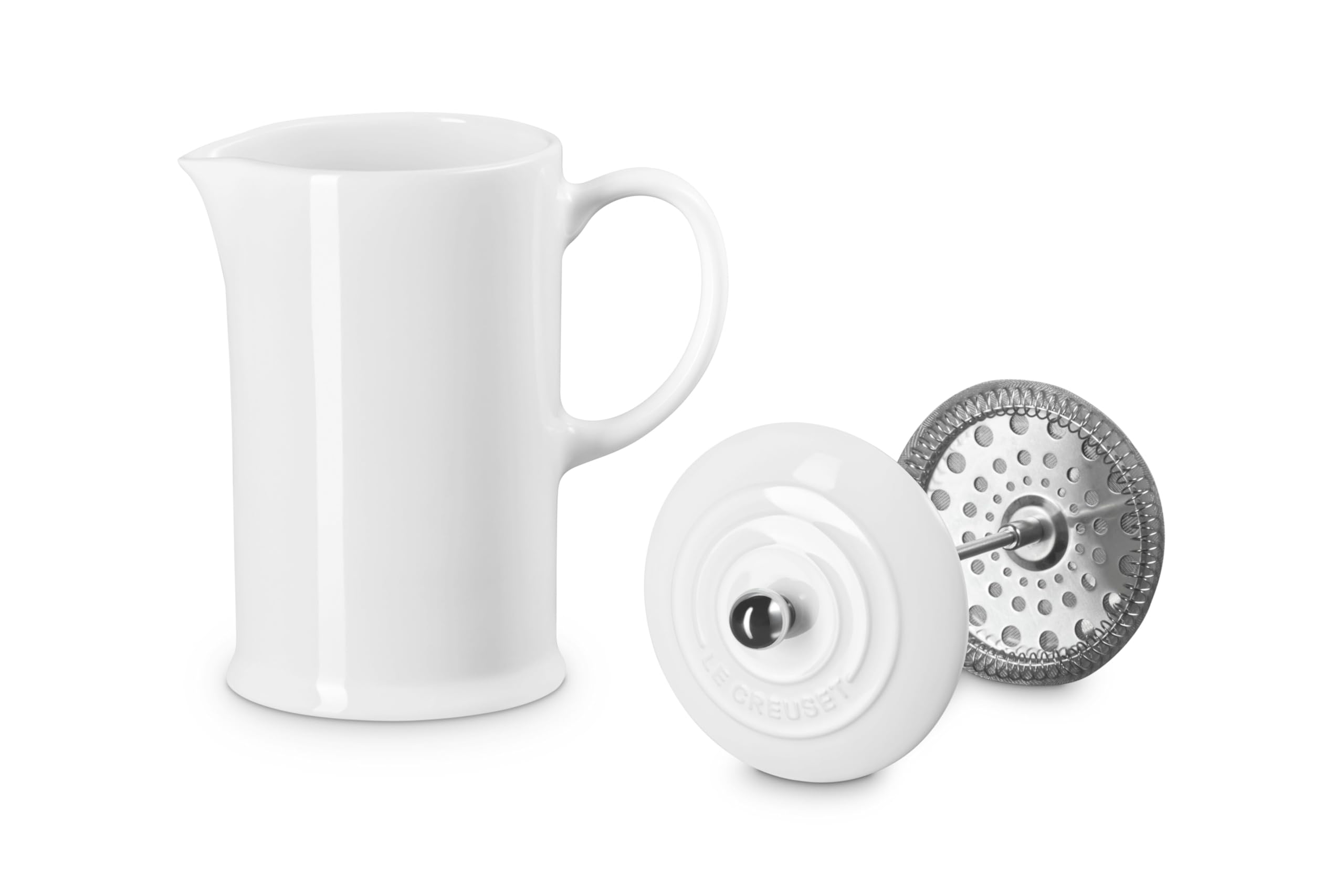 le-creuset-stoneware-french-press-34-oz-white-premium-heat-retention-coffee-make image 2