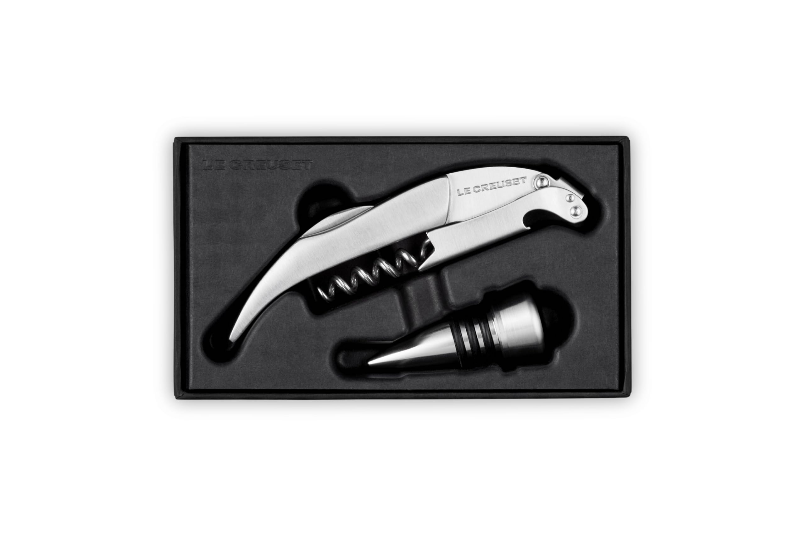 le-creuset-stainless-steel-one-step-waiter-s-friend-corkscrew-wine-opener-and-st image 2