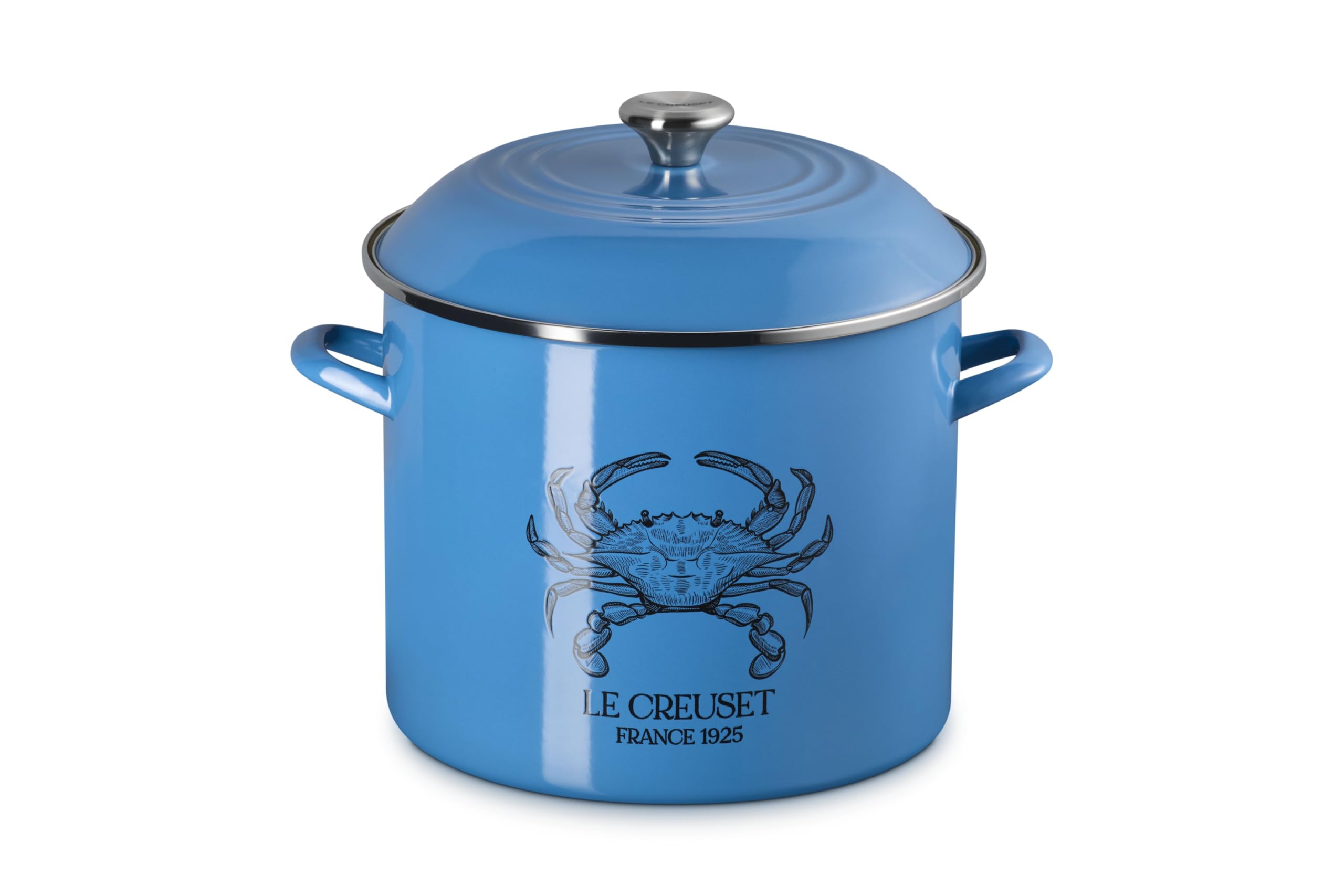 le-creuset-enamel-on-steel-traditional-blue-crab-stockpot-16-qt-light-marseille image 1