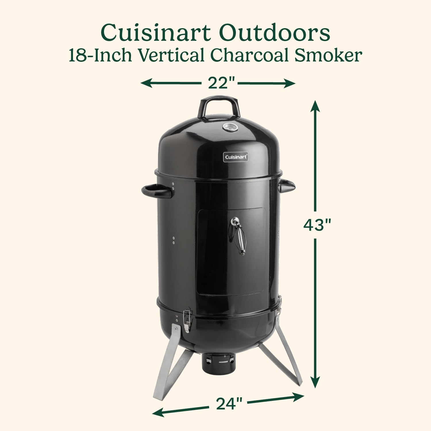 cuisinart-18-inch-vertical-charcoal-smoker-with-integrated-thermometer-water-bow image 2