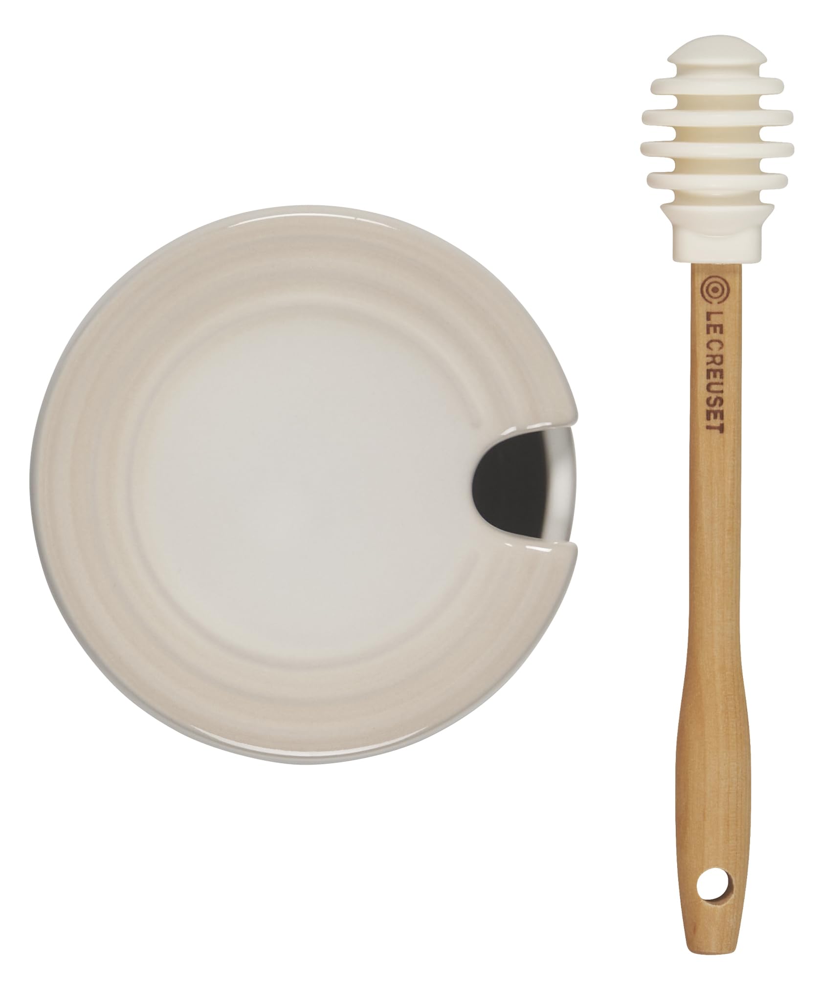 le-creuset-stoneware-honey-pot-14-oz-meringue-with-silicone-honey-dipper image 5