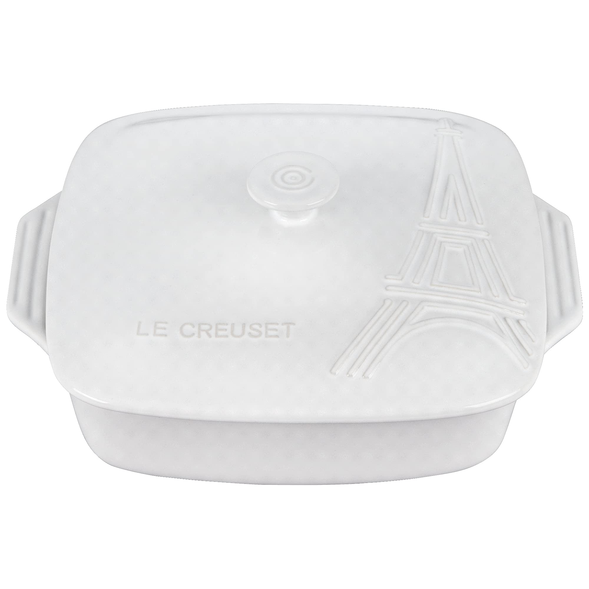 le-creuset-eiffel-tower-stoneware-covered-square-casserole-2-5-qt-9-white-parisi image 1