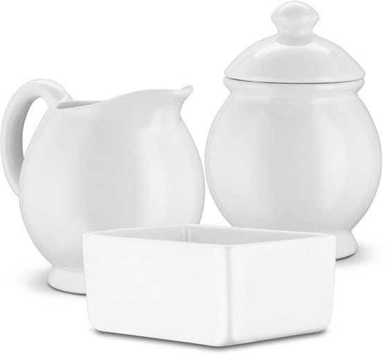 kook-classic-white-ceramic-sugar-creamer-set-3-piece-with-packet-jar image 3