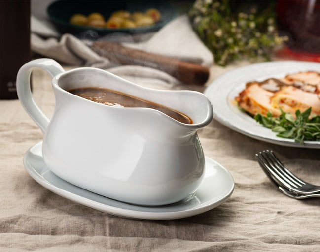 kook-euro-ceramic-gravy-boat-with-large-handle-for-sauces-dressings-snow-white-g image 2