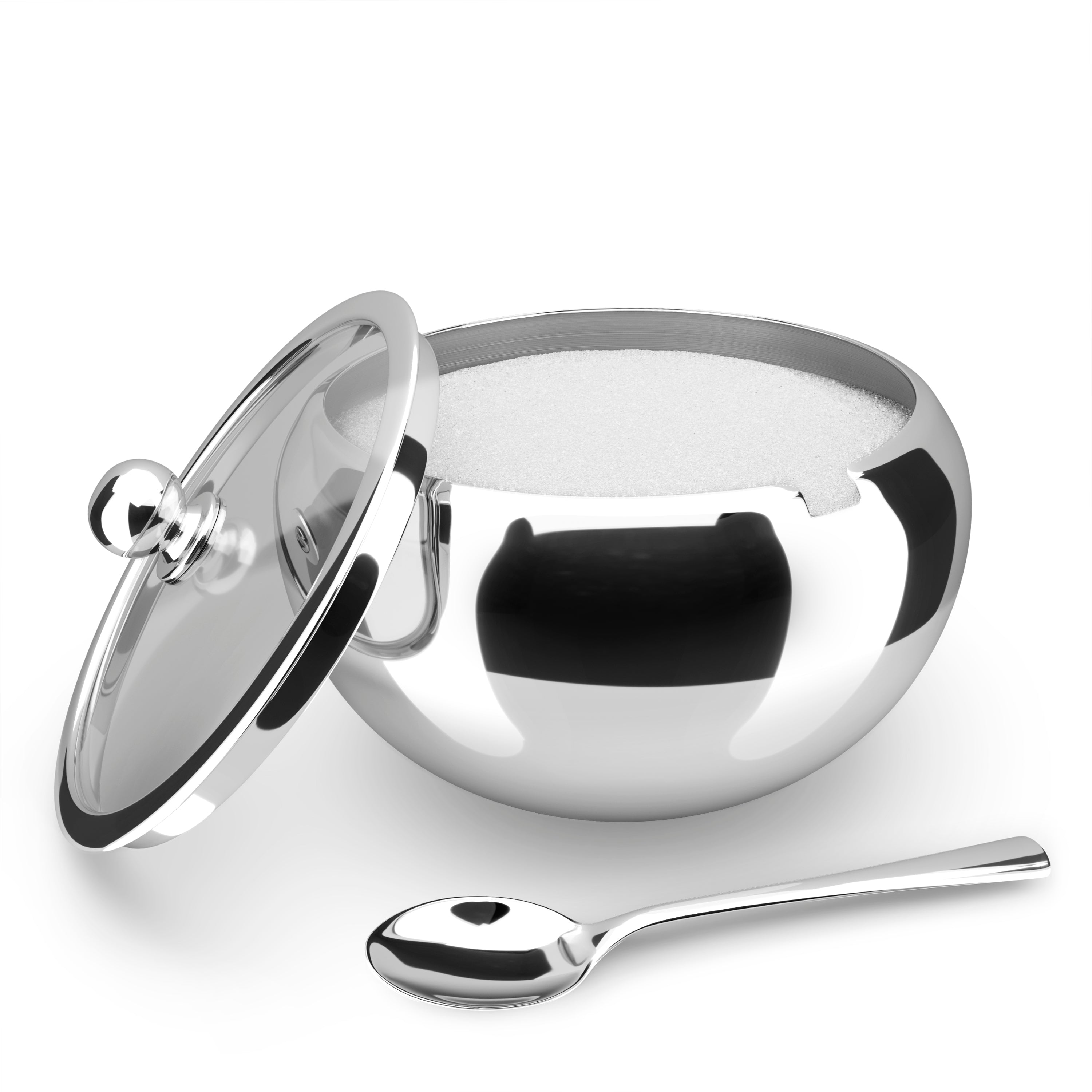 kook-large-stainless-steel-sugar-bowl-with-spoon-16-oz-rust-resistant image 2