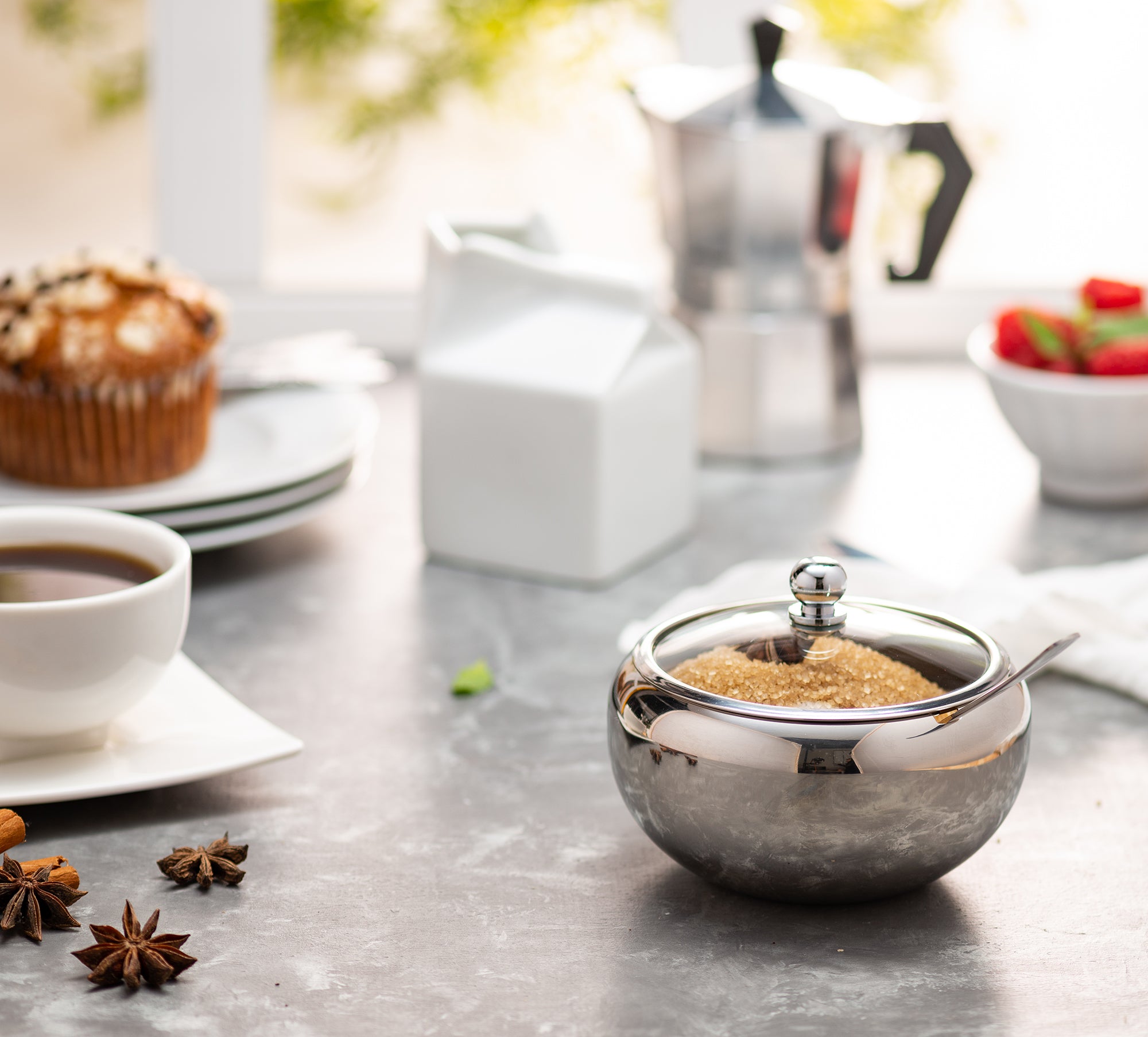 kook-large-stainless-steel-sugar-bowl-with-spoon-16-oz-rust-resistant image 7