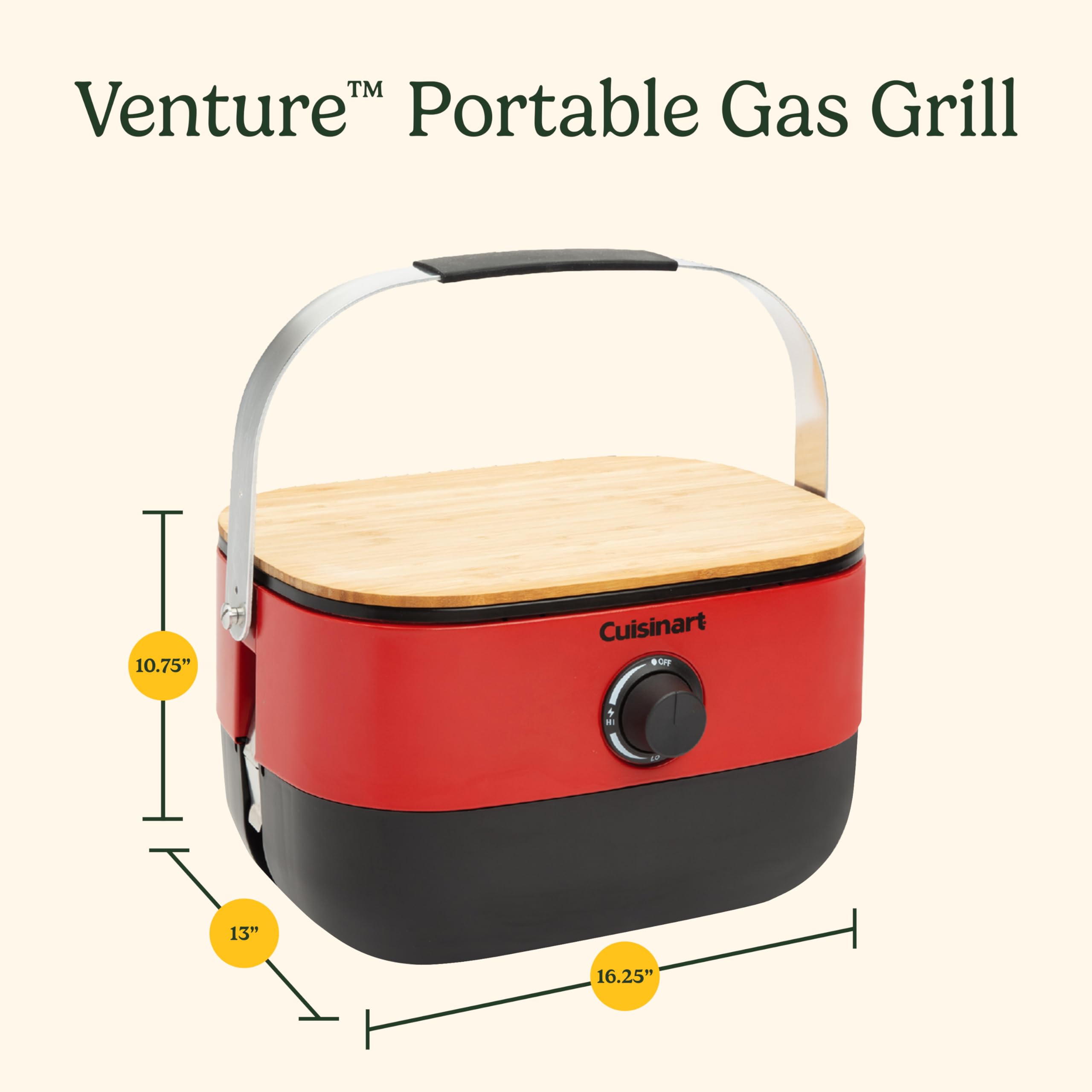 cuisinart-venture-portable-gas-grill-with-cutting-board-lid-154-sq-in-cast-iron- image 2
