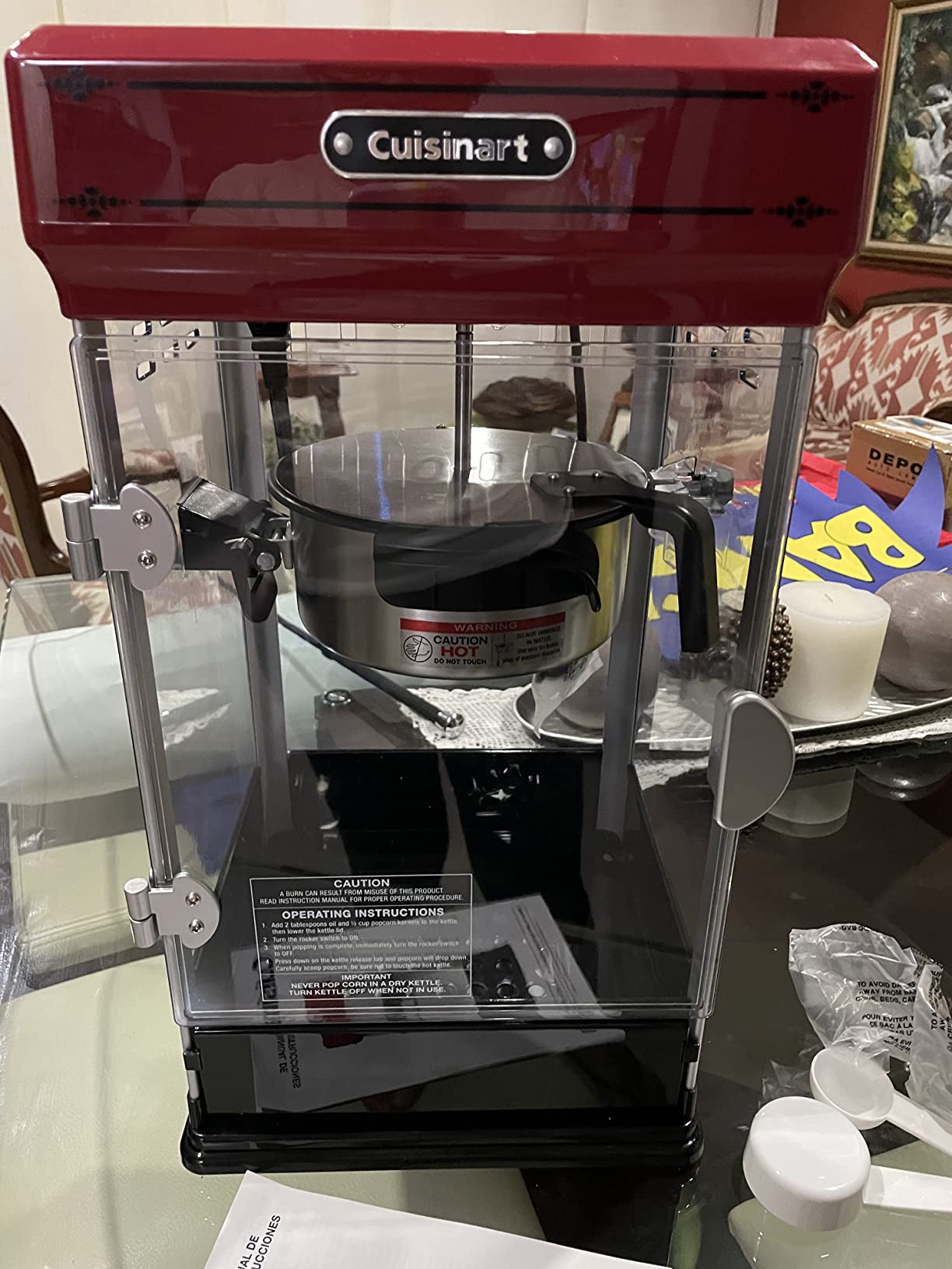 Works well but popcorn can burn if you walk away