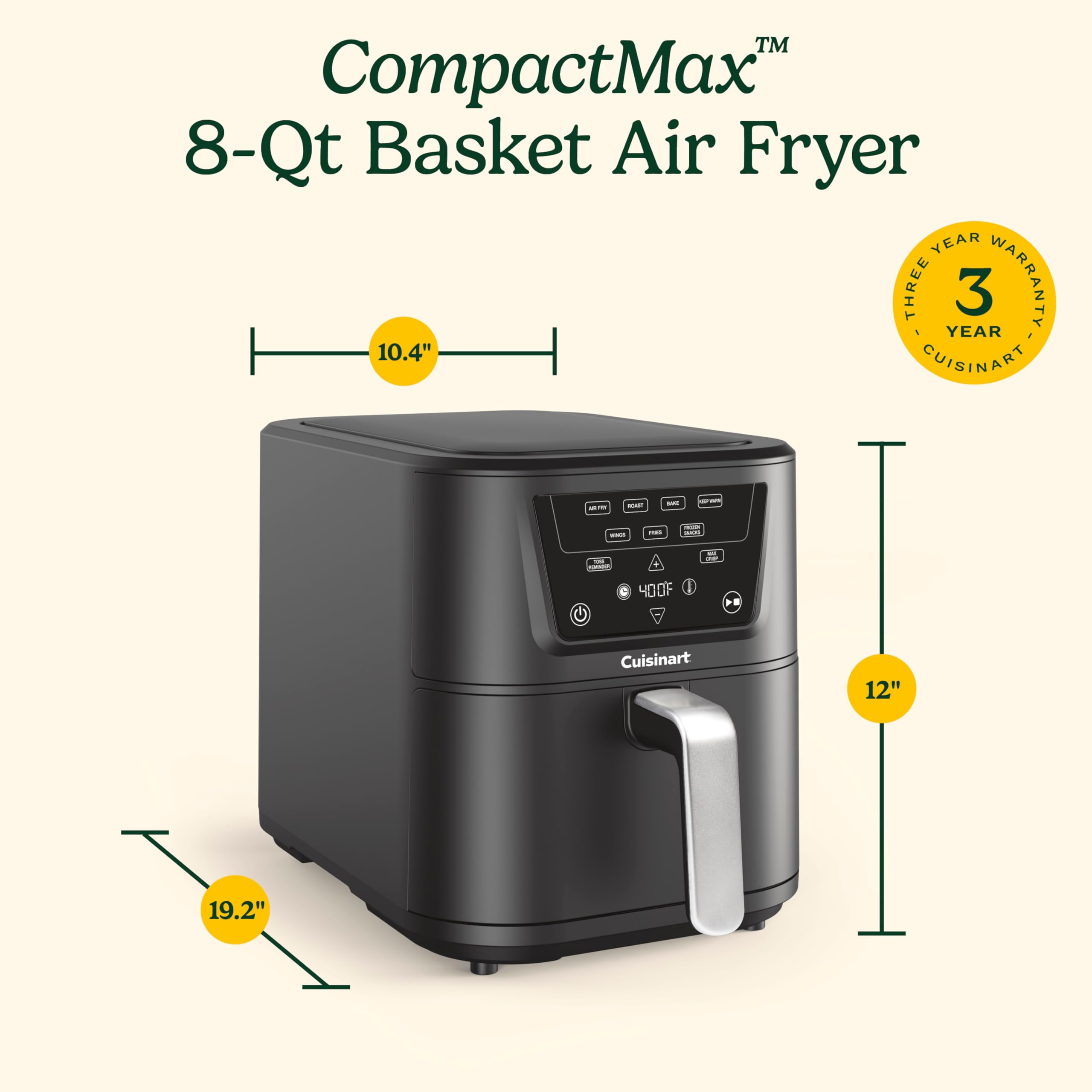 cuisinart-compactmax-8-quart-basket-air-fryer-4-in-1-compact-ceramic-countertop- image 6