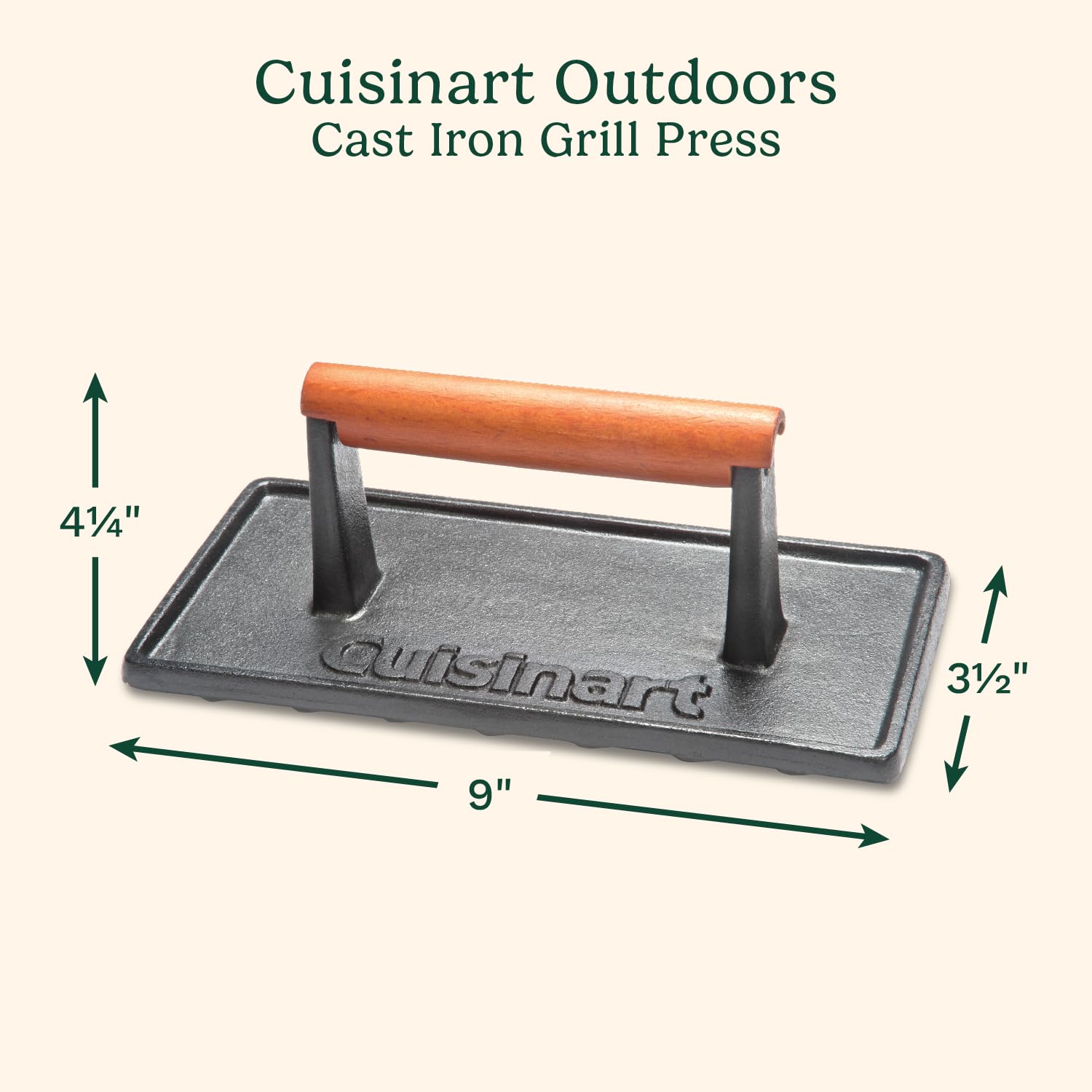 cuisinart-cast-iron-grill-press-with-wooden-handle-heavy-duty-nonstick-rectangle image 2