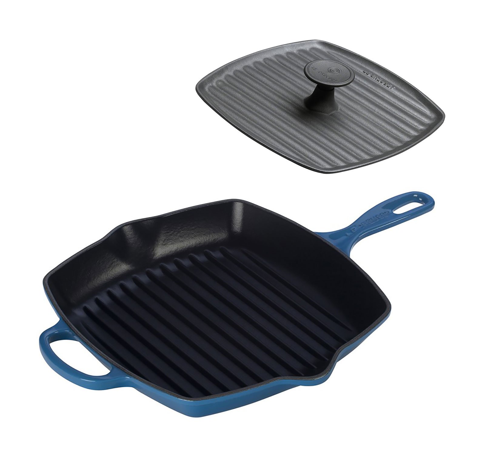 le-creuset-signature-square-skillet-grill-and-panini-press-set-10-25-marseille image 1