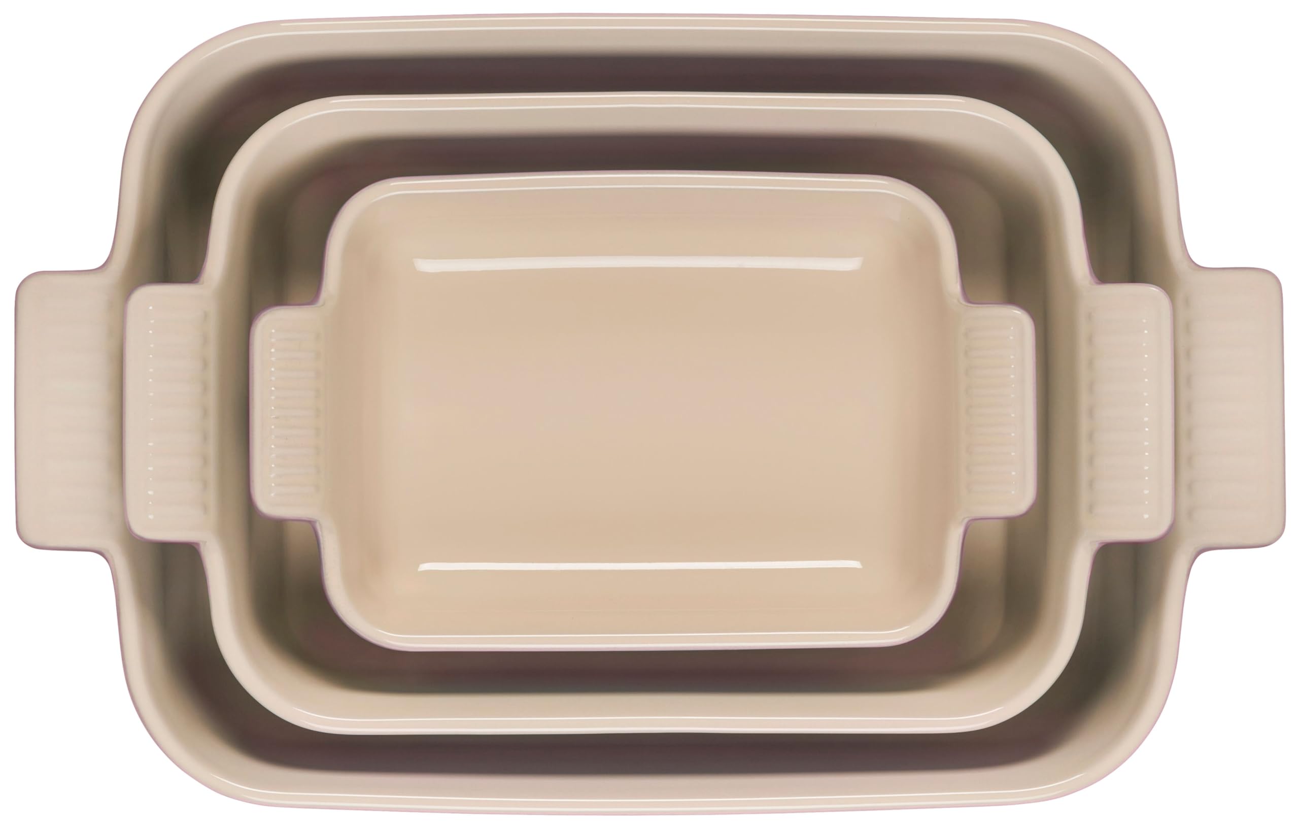 le-creuset-stoneware-heritage-3-piece-rectangular-baking-dish-set-chiffon-pink image 2