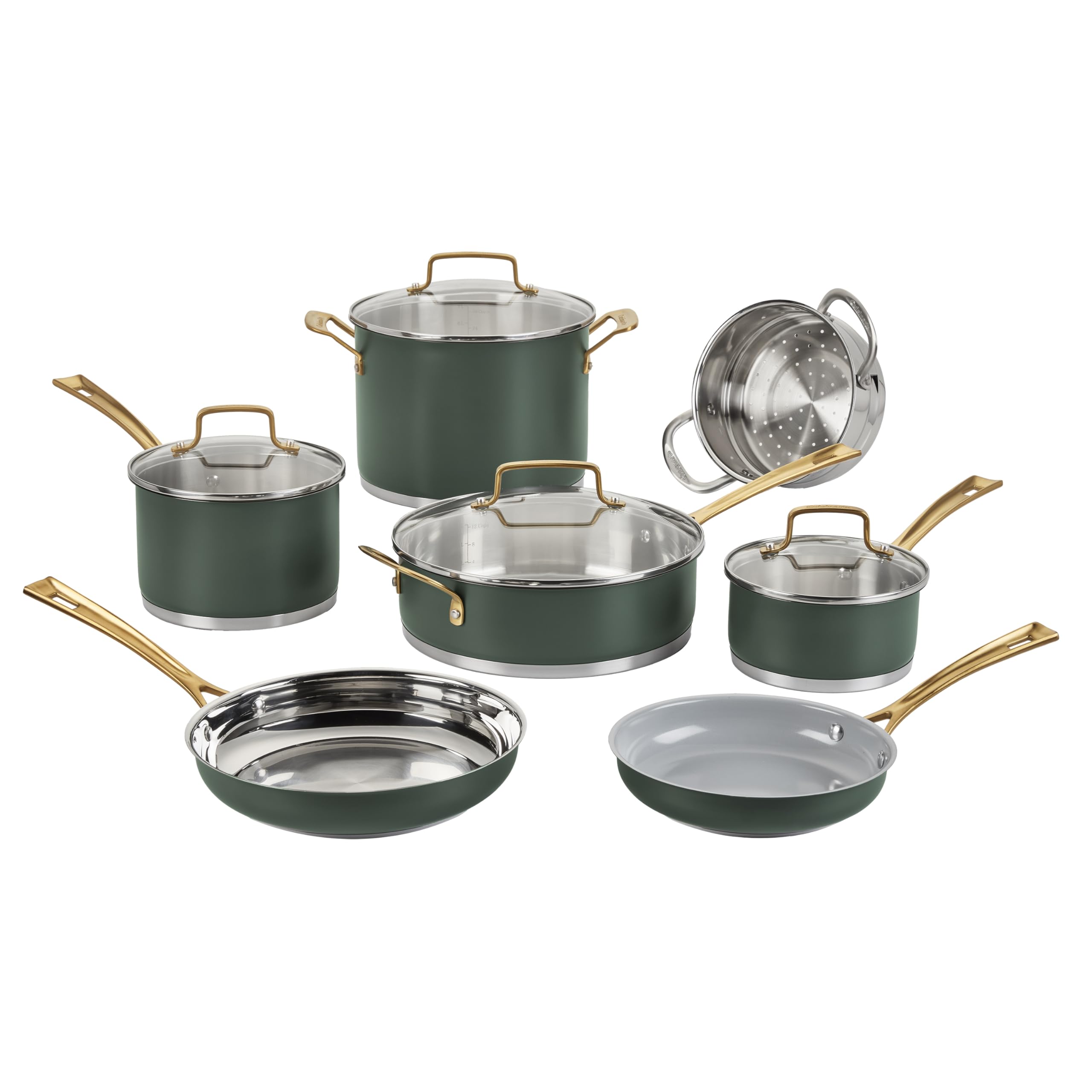 cuisinart-cookware-set-11-piece-stainless-steel-pots-and-pans-with-nonstick-skil image 1