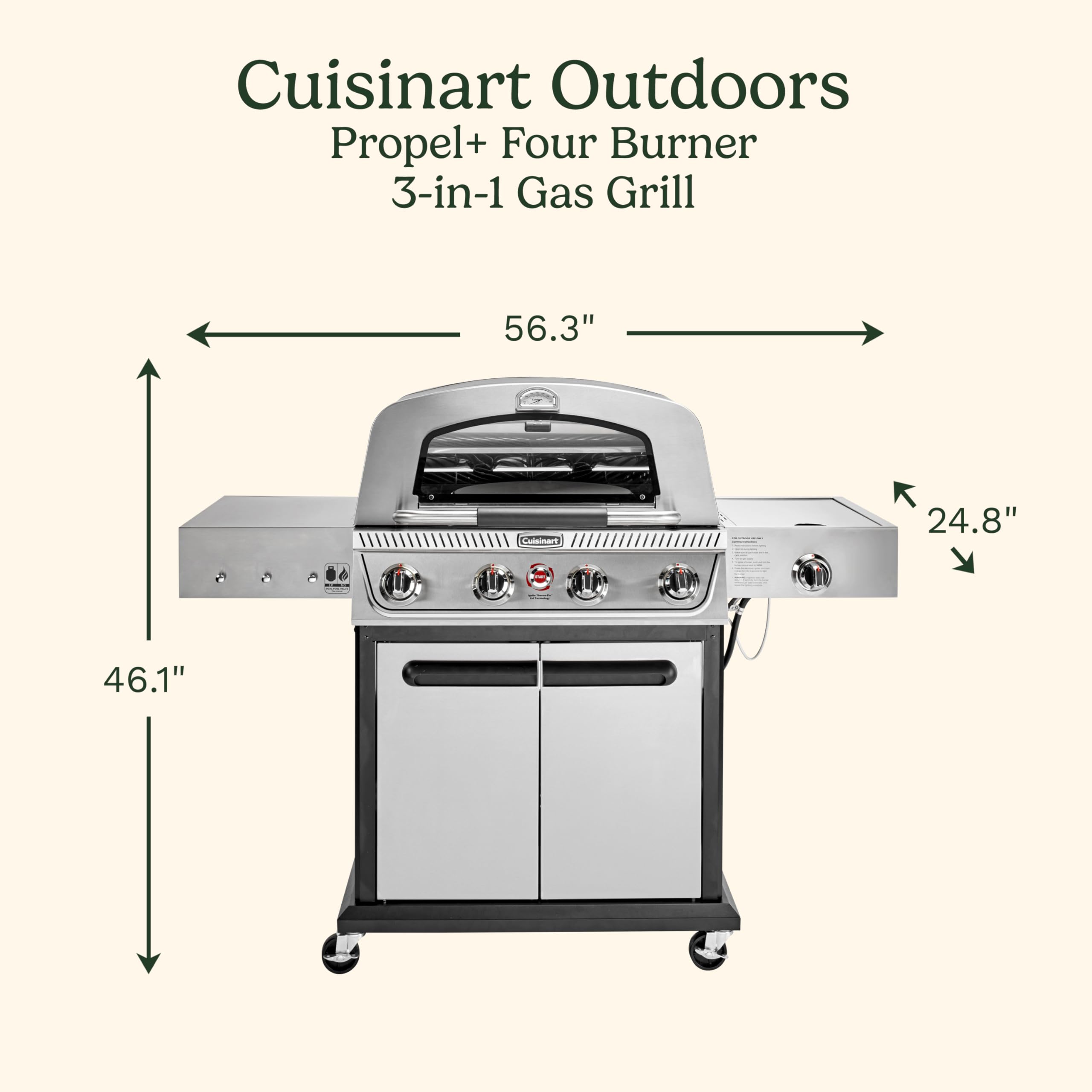 cuisinart-propel-4-burner-3-in-1-gas-grill-stainless-steel-with-griddle-pizza-ov image 2