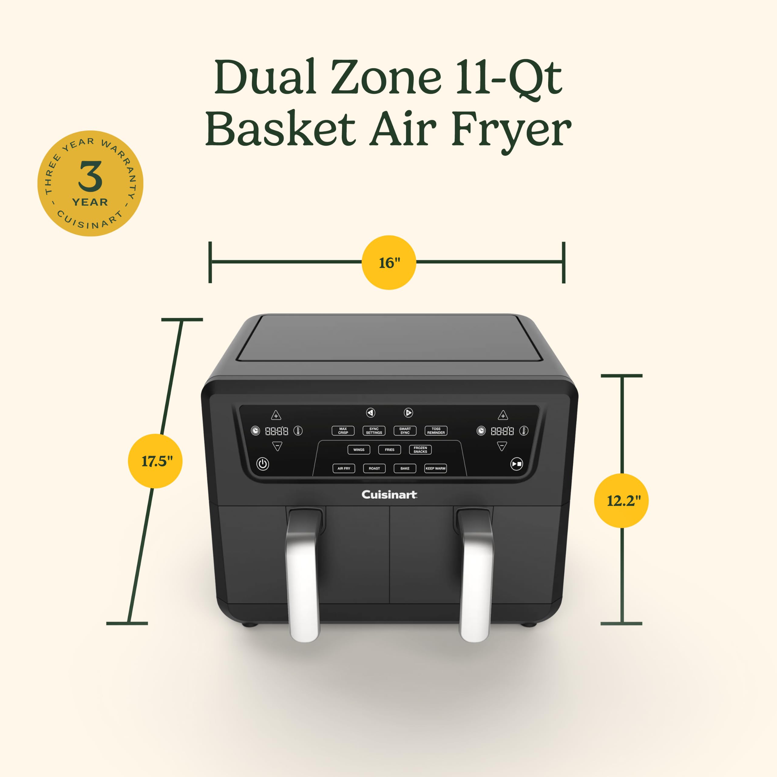 cuisinart-dual-basket-air-fryer-11-qt-4-functions-sync-finish image 8