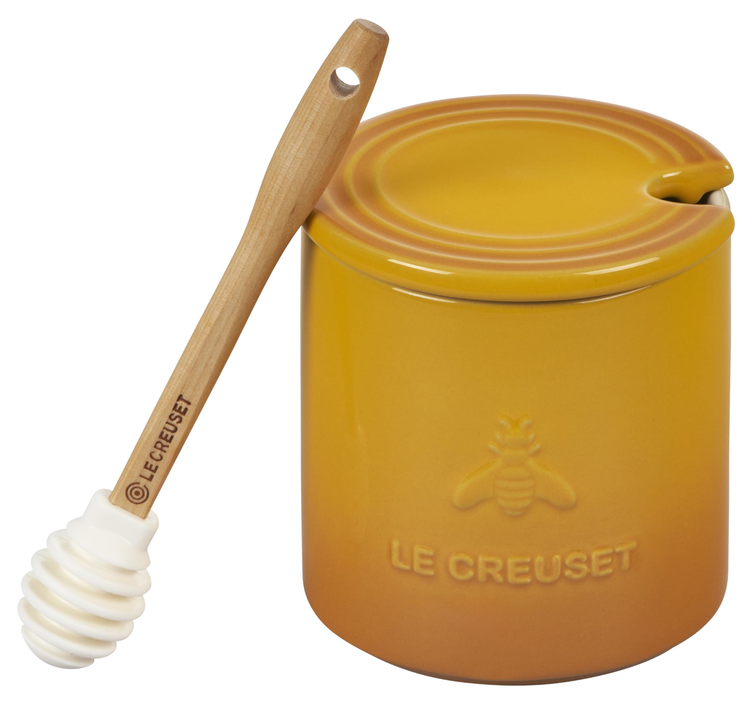 le-creuset-stoneware-honey-pot-14-oz-meringue-with-silicone-honey-dipper image 7