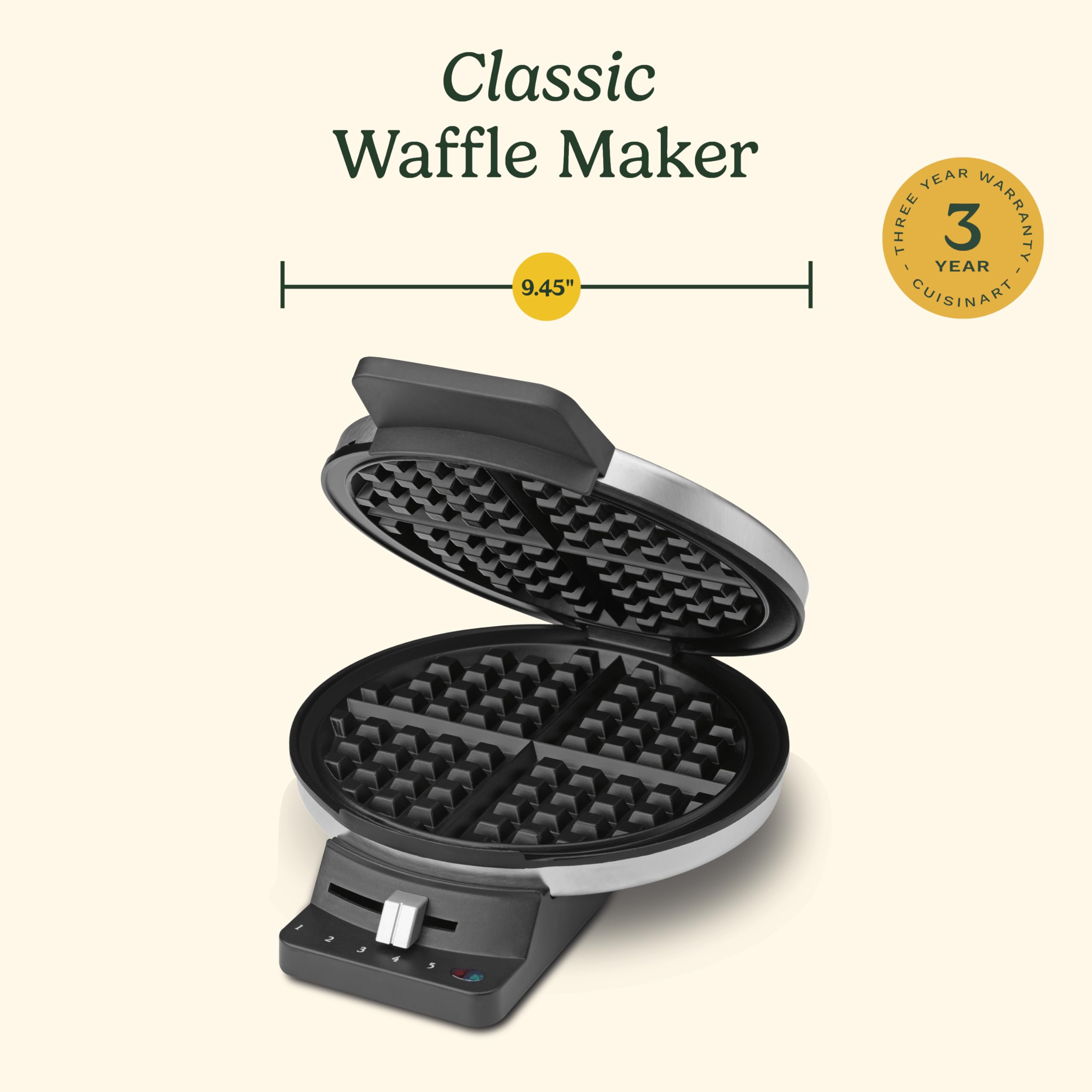 cuisinart-wmr-canas-round-classic-waffle-maker-1250w-5-browning-settings-brushed image 7
