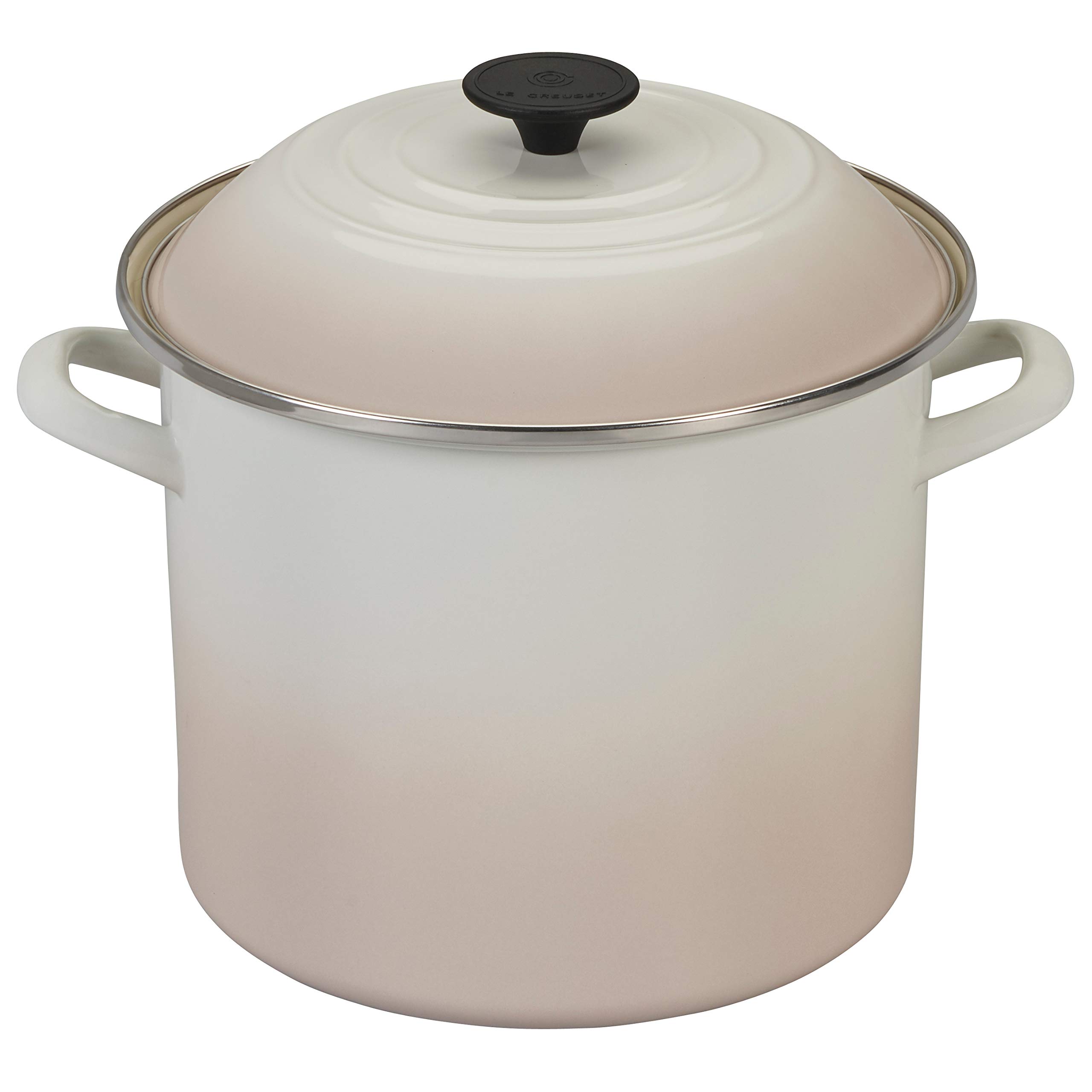 le-creuset-enamel-on-steel-stockpot-10-qt-meringue-durable-porcelain-enamel-all- image 1