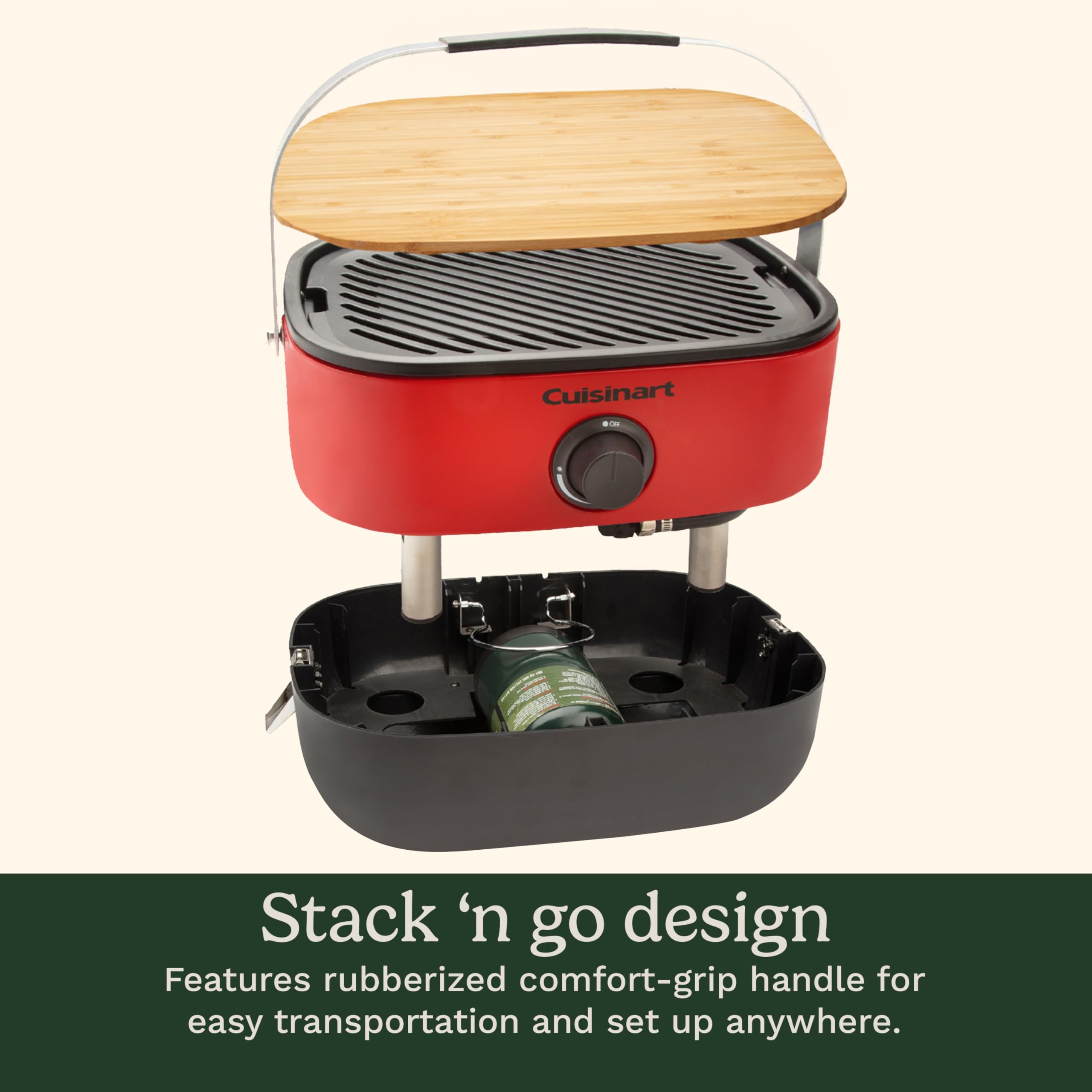 cuisinart-venture-portable-gas-grill-with-cutting-board-lid-154-sq-in-cast-iron- image 4