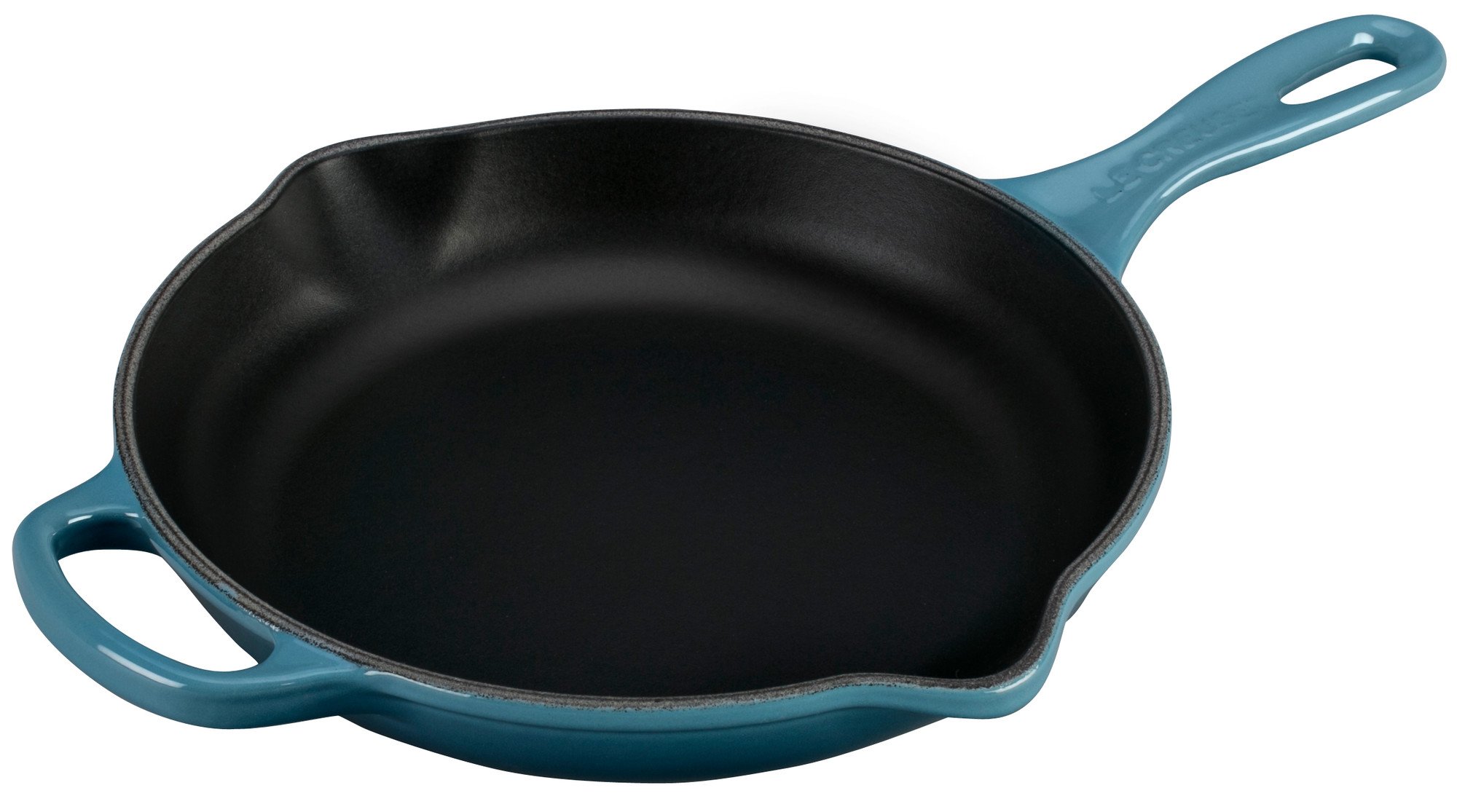le-creuset-signature-enameled-cast-iron-skillet-9-marine-blue-with-loop-handle image 2
