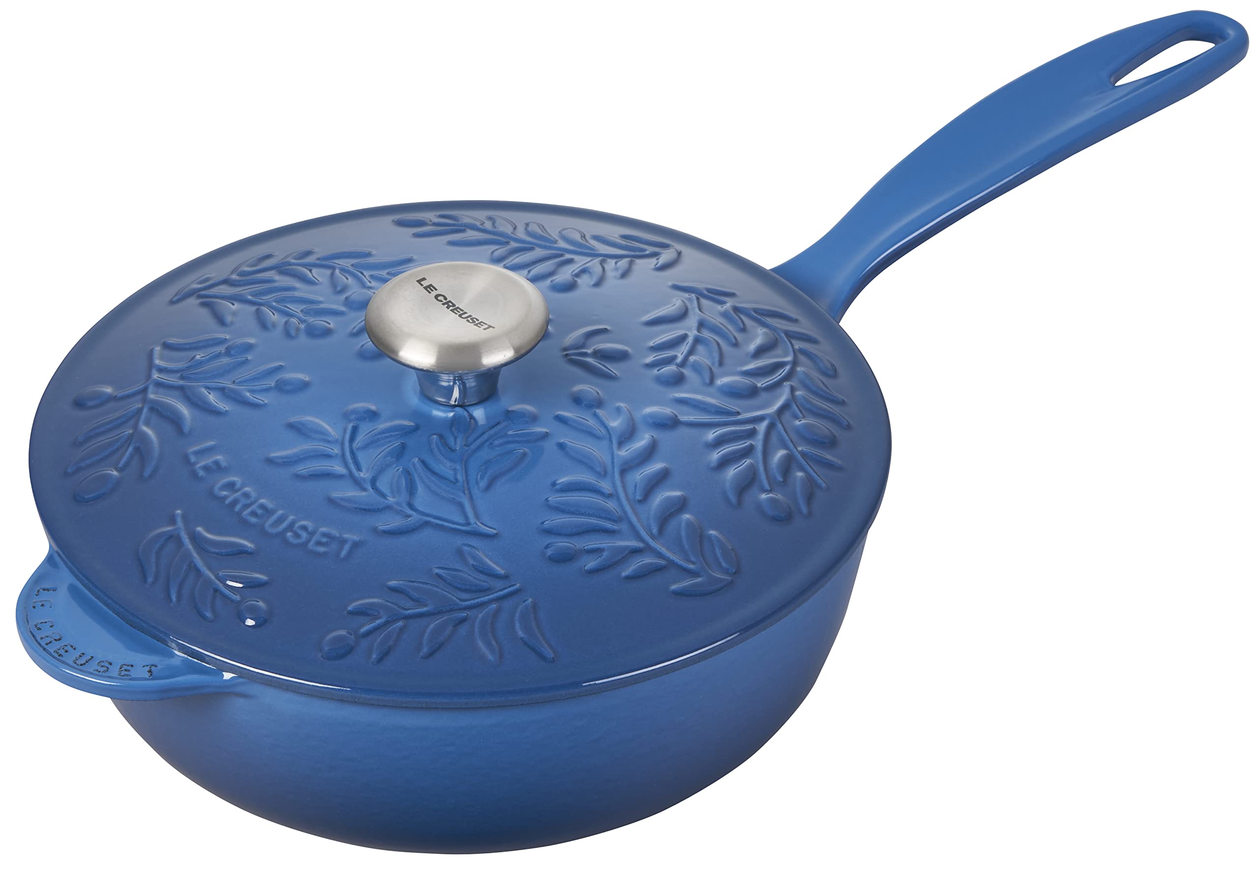 le-creuset-olive-branch-collection-enameled-cast-iron-saucier-2-25-qt-marseille- image 1