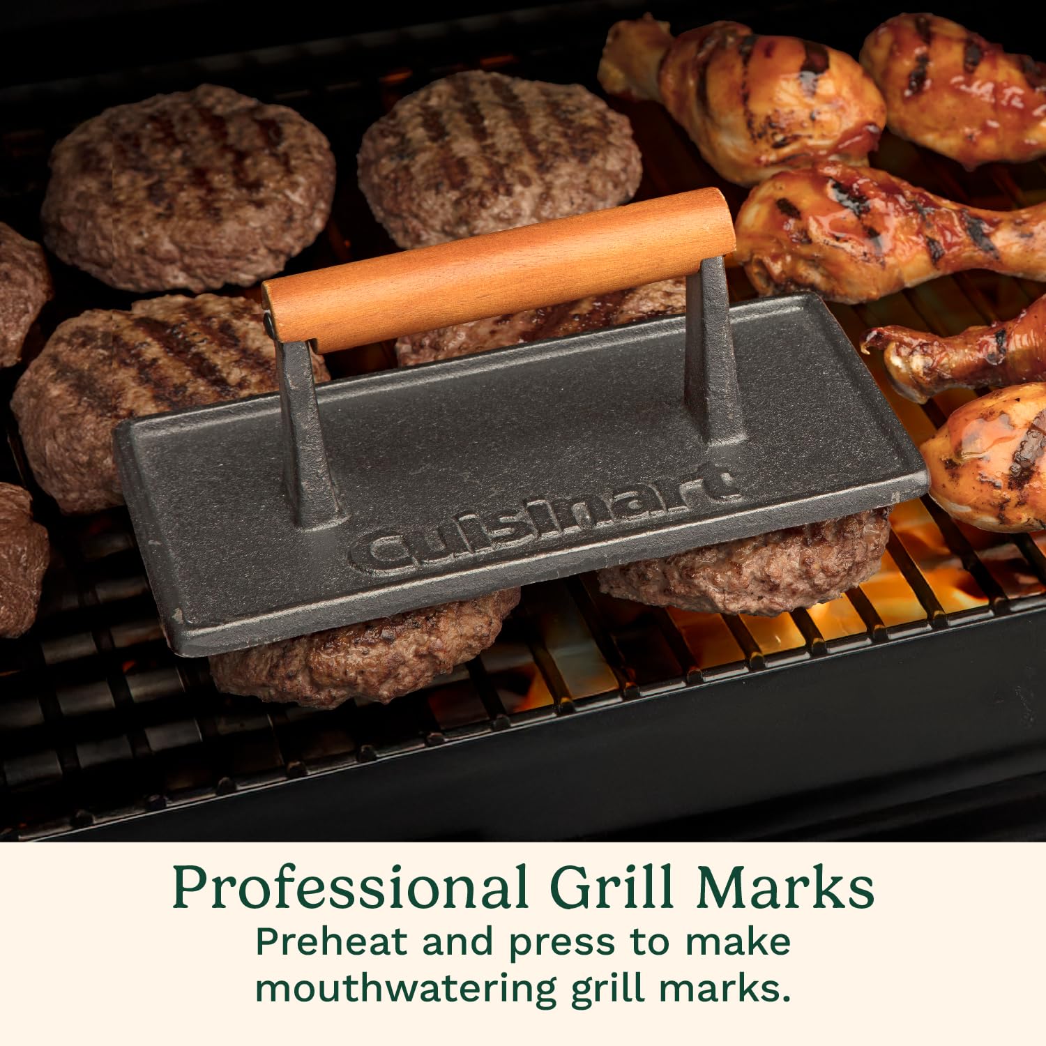 cuisinart-cast-iron-grill-press-with-wooden-handle-heavy-duty-nonstick-rectangle image 4