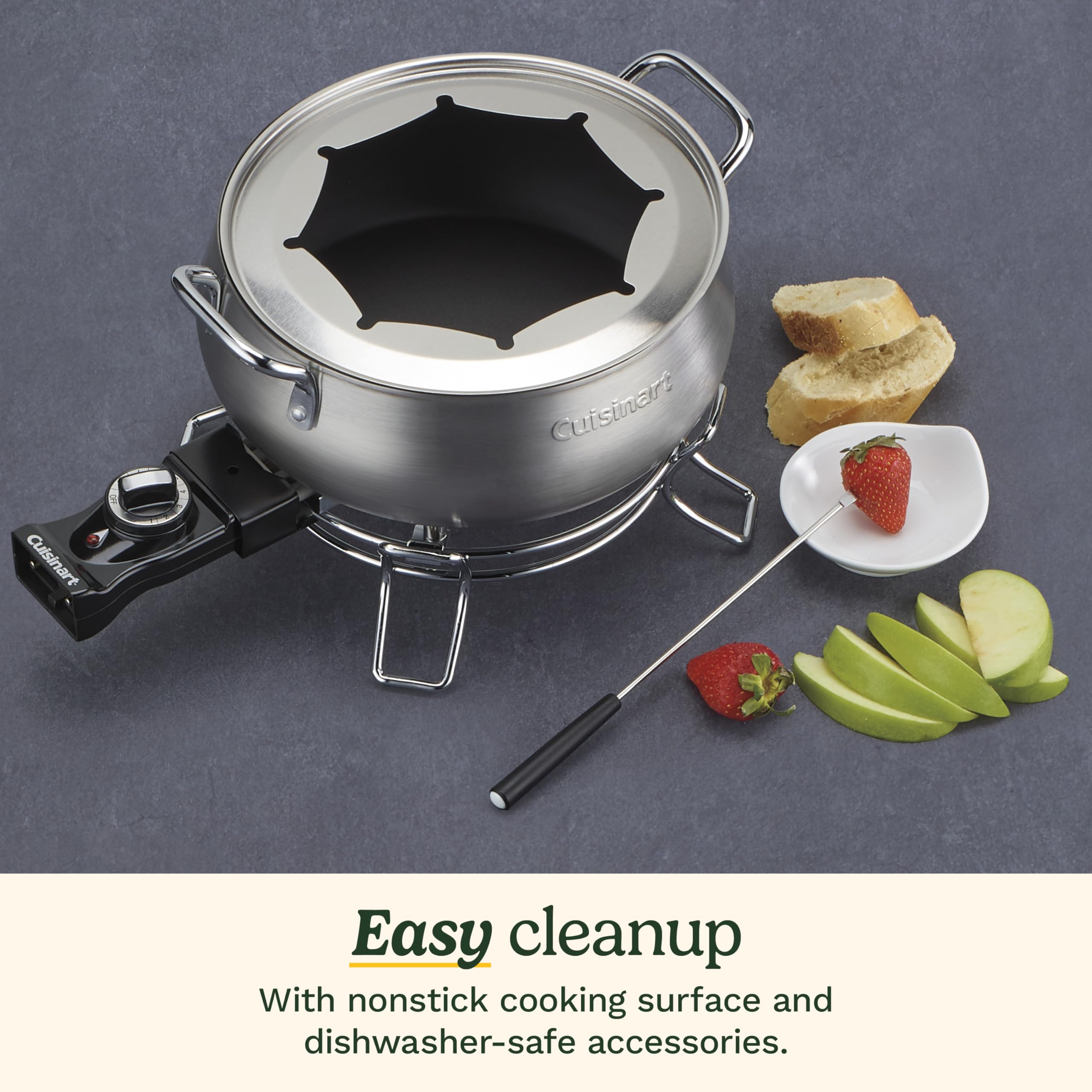 cuisinart-3-quart-stainless-steel-electric-fondue-pot-set-cfo-3ssnas-8-forks-tem image 5