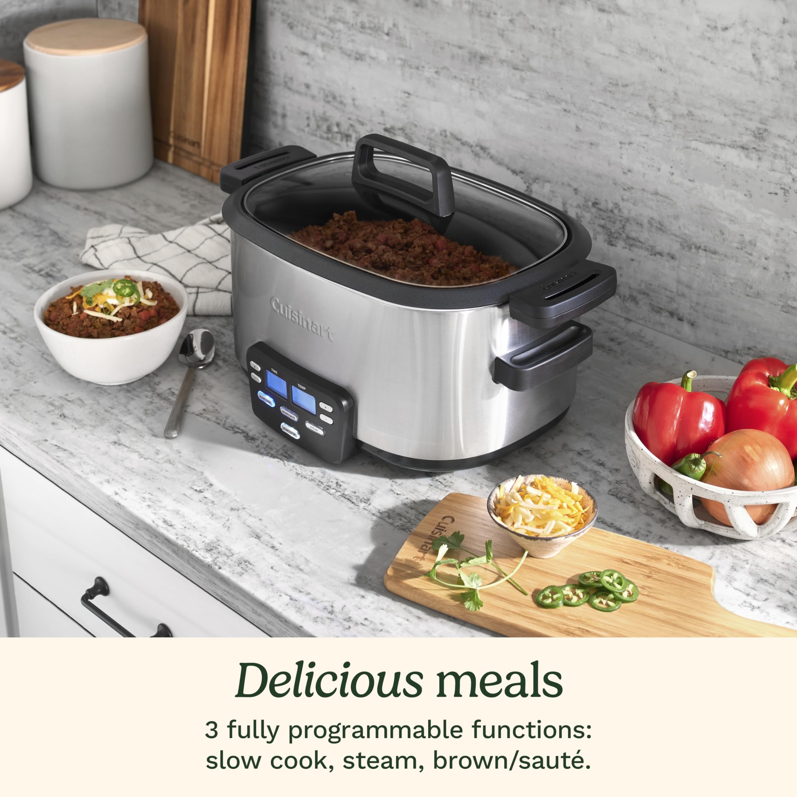 cuisinart-3-in-1-cook-central-6-quart-multi-cooker-msc-600nas-slow-cooker-brown- image 2