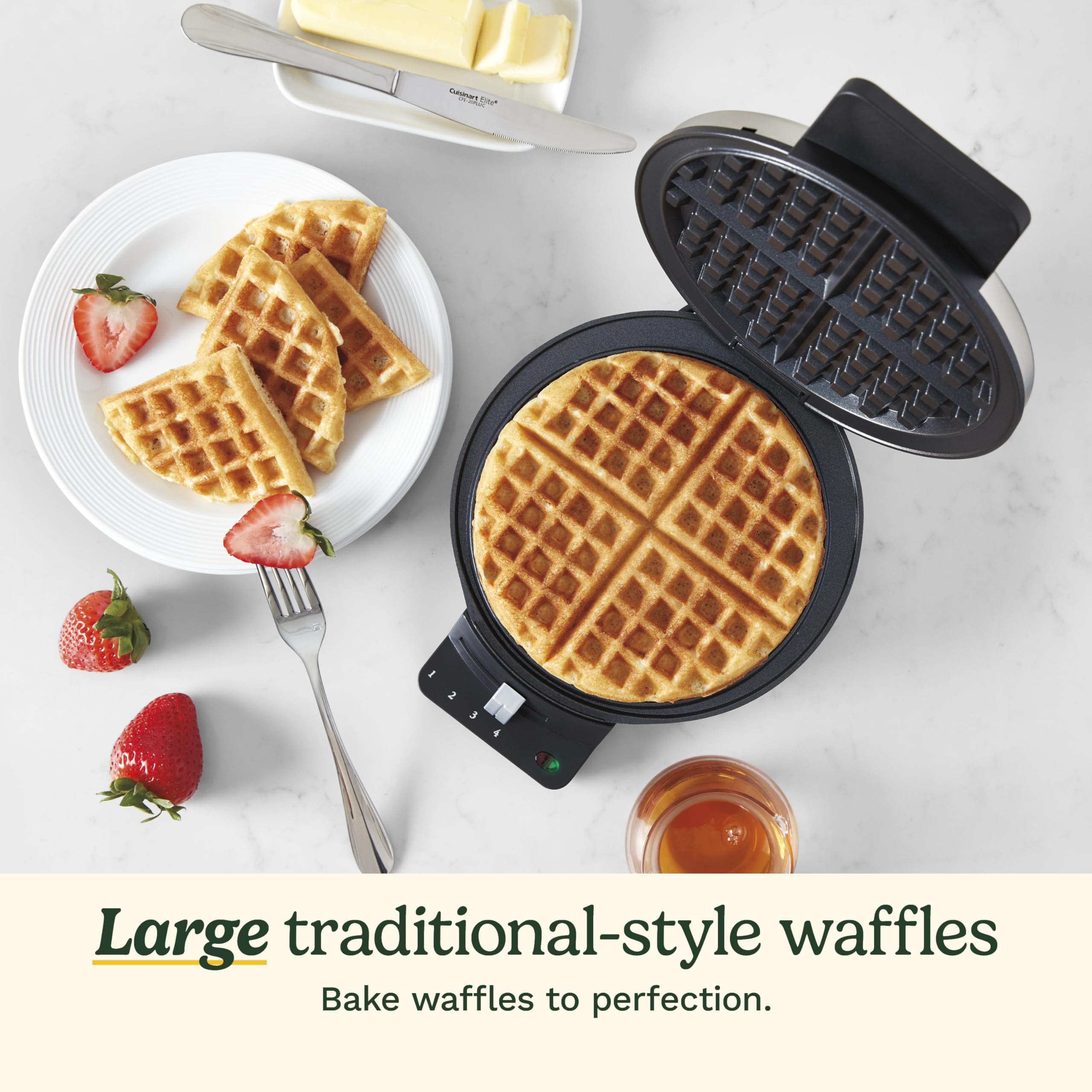 cuisinart-wmr-canas-round-classic-waffle-maker-1250w-5-browning-settings-brushed image 3