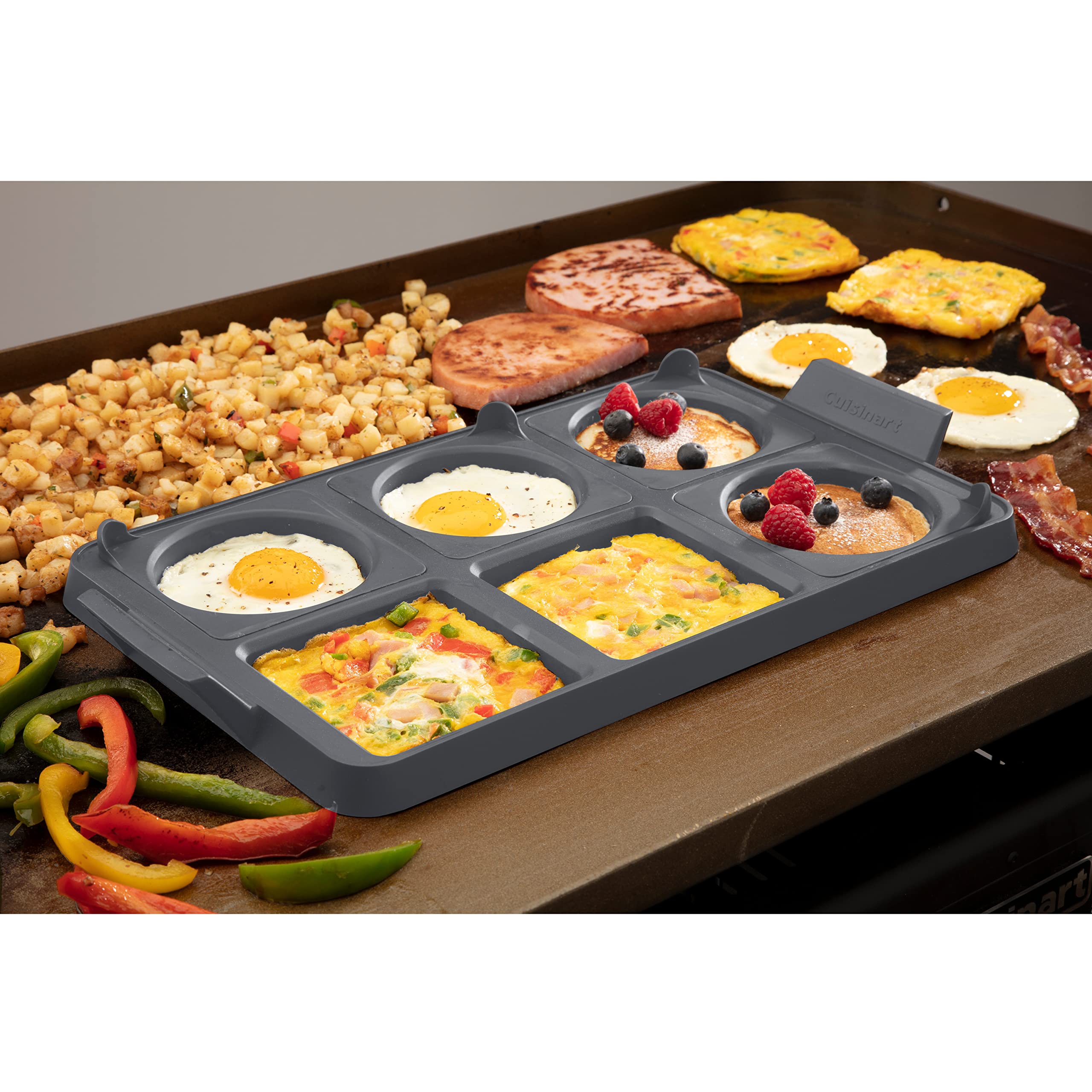 cuisinart-cgr-600-7-piece-griddle-egg-ring-tray-silicone-removable-rings image 2