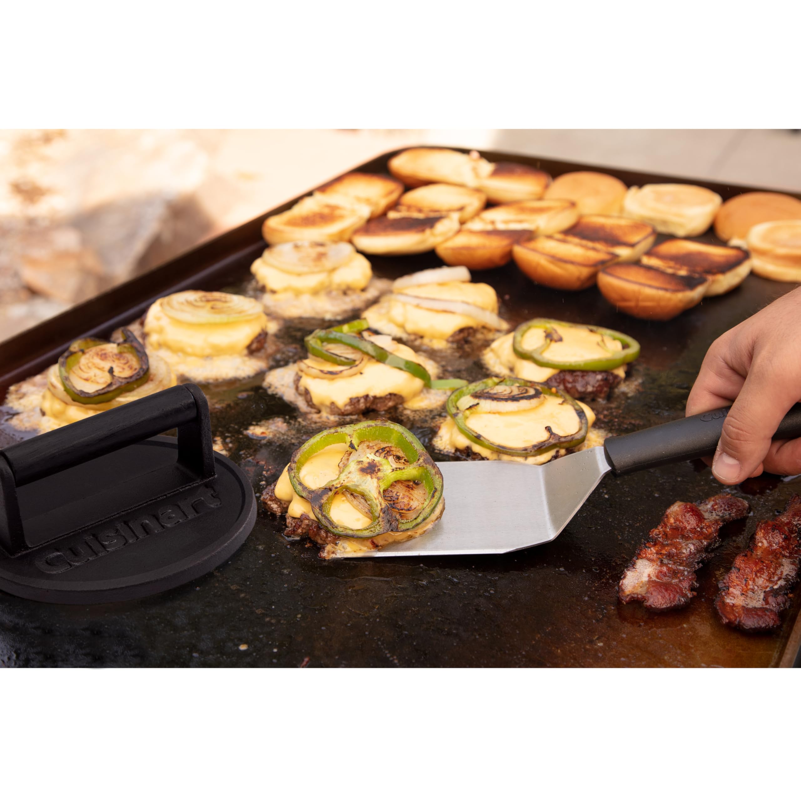 cuisinart-6-5-cast-iron-smashed-burger-press-heavy-duty-round-flat-edge-grill-pr image 8