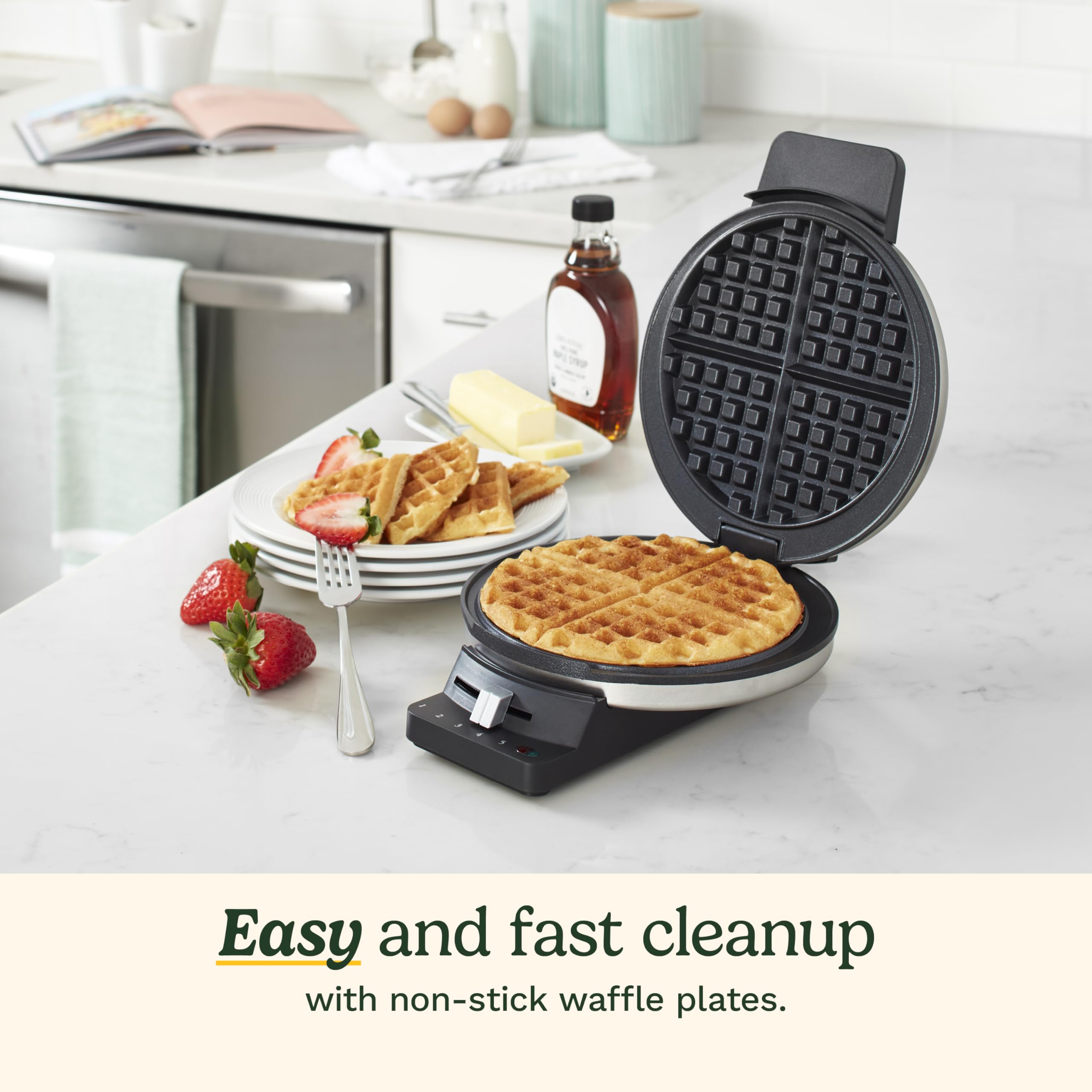 cuisinart-wmr-canas-round-classic-waffle-maker-1250w-5-browning-settings-brushed image 4