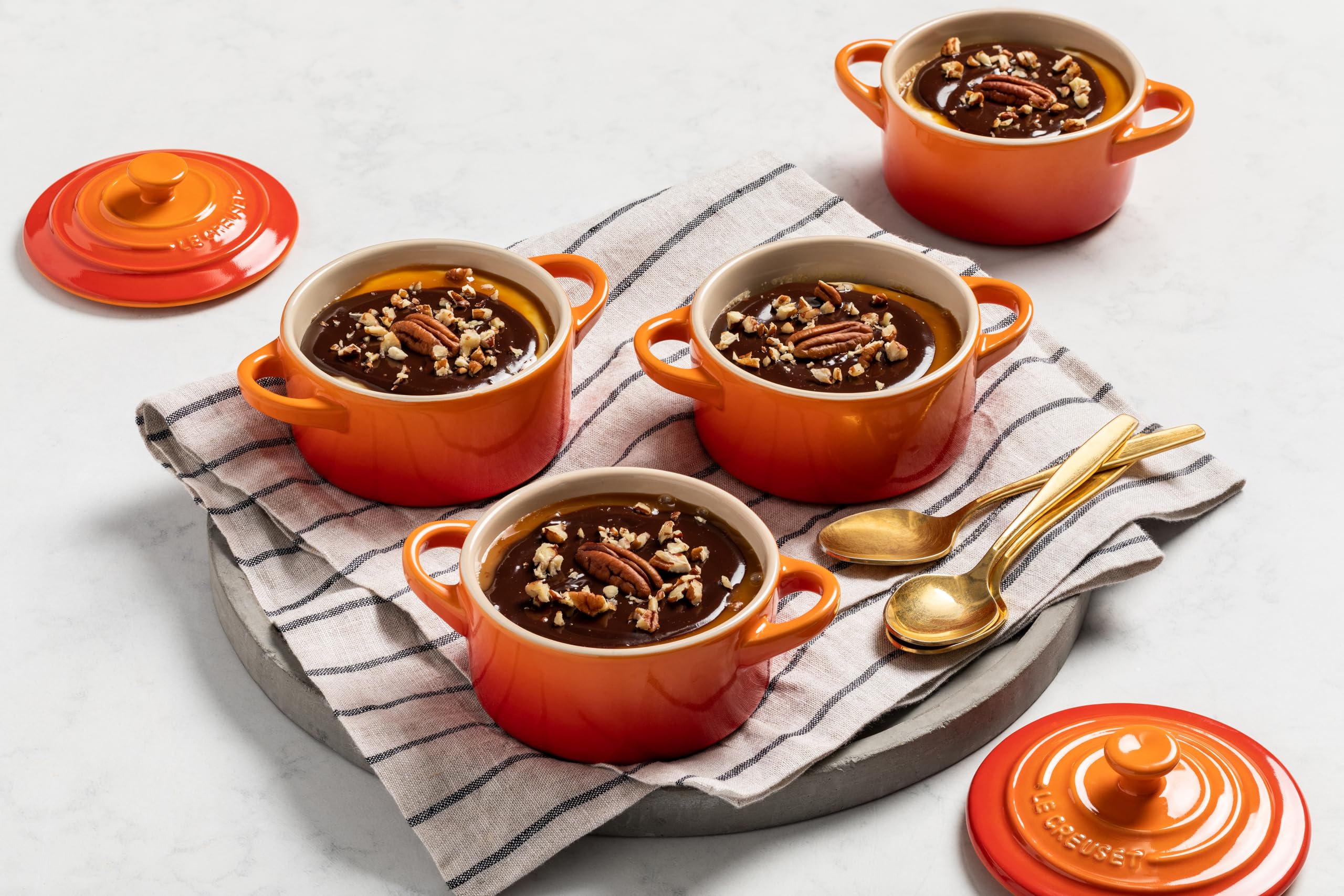 le-creuset-stoneware-set-of-4-mini-cocottes-with-cookbook-8-oz-each-flame-oven-f image 3