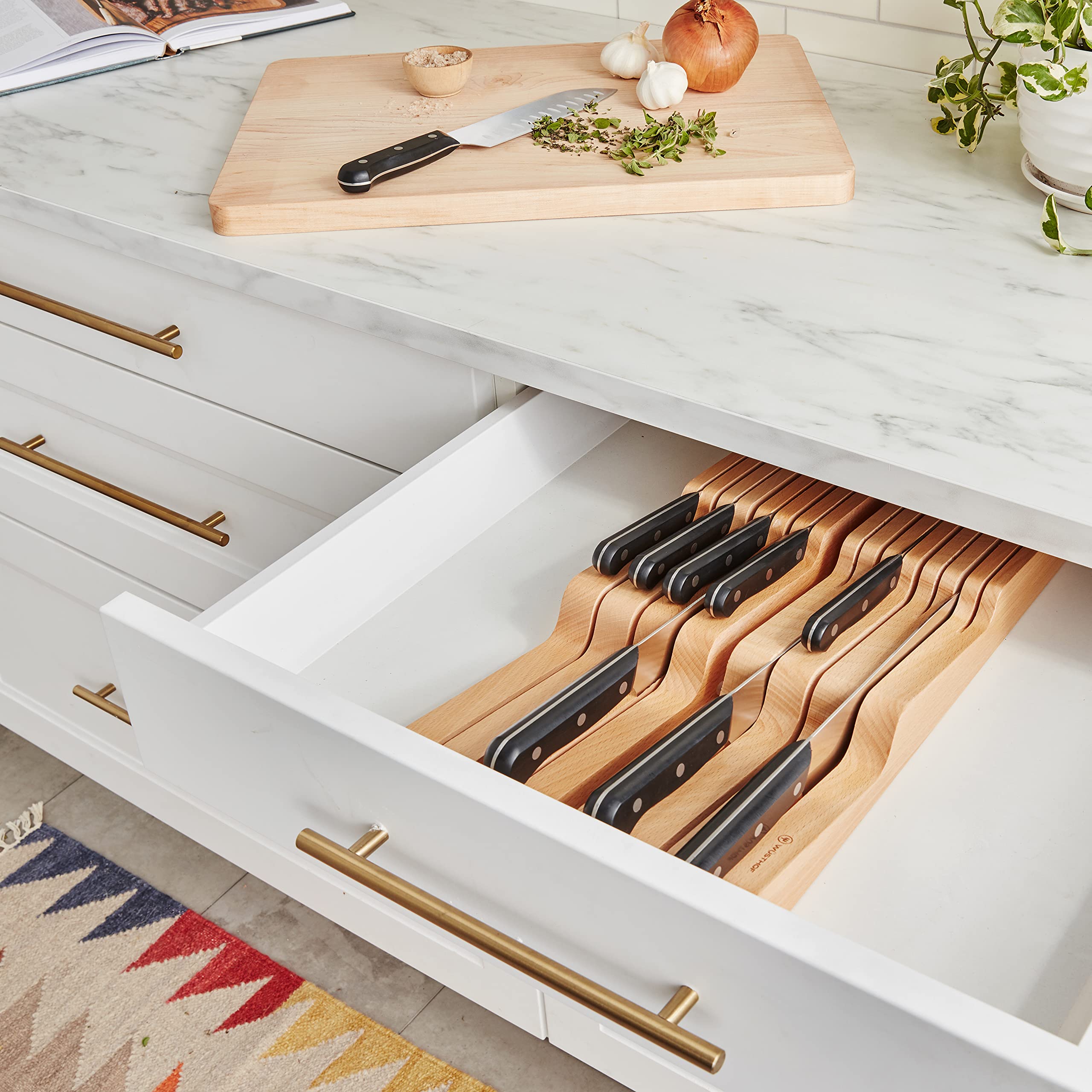 w-sthof-in-drawer-knife-storage-tray-14-slots-beech-wood image 2