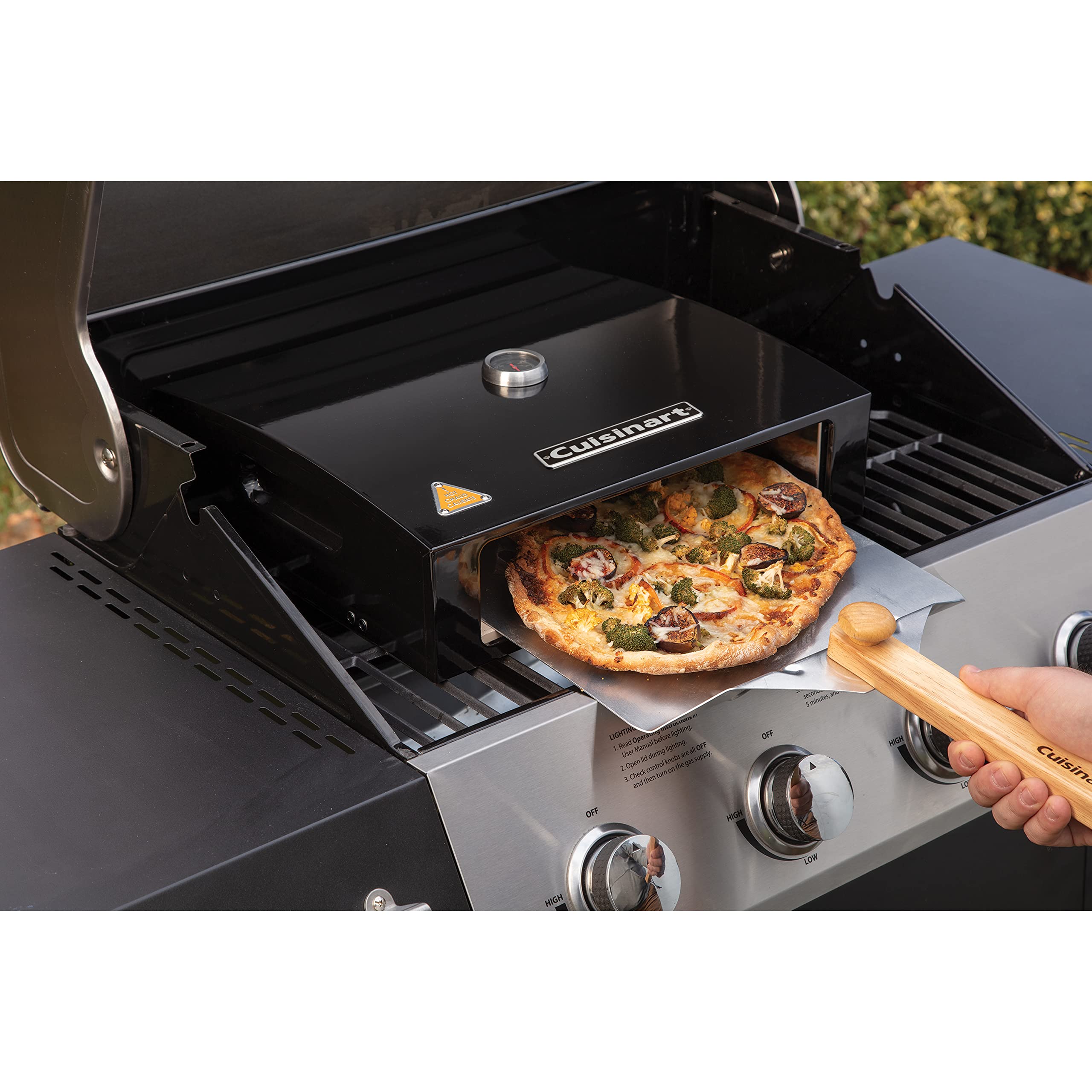 cuisinart-grill-top-pizza-oven-kit-with-cordierite-stone-and-peel-portable-for-g image 6
