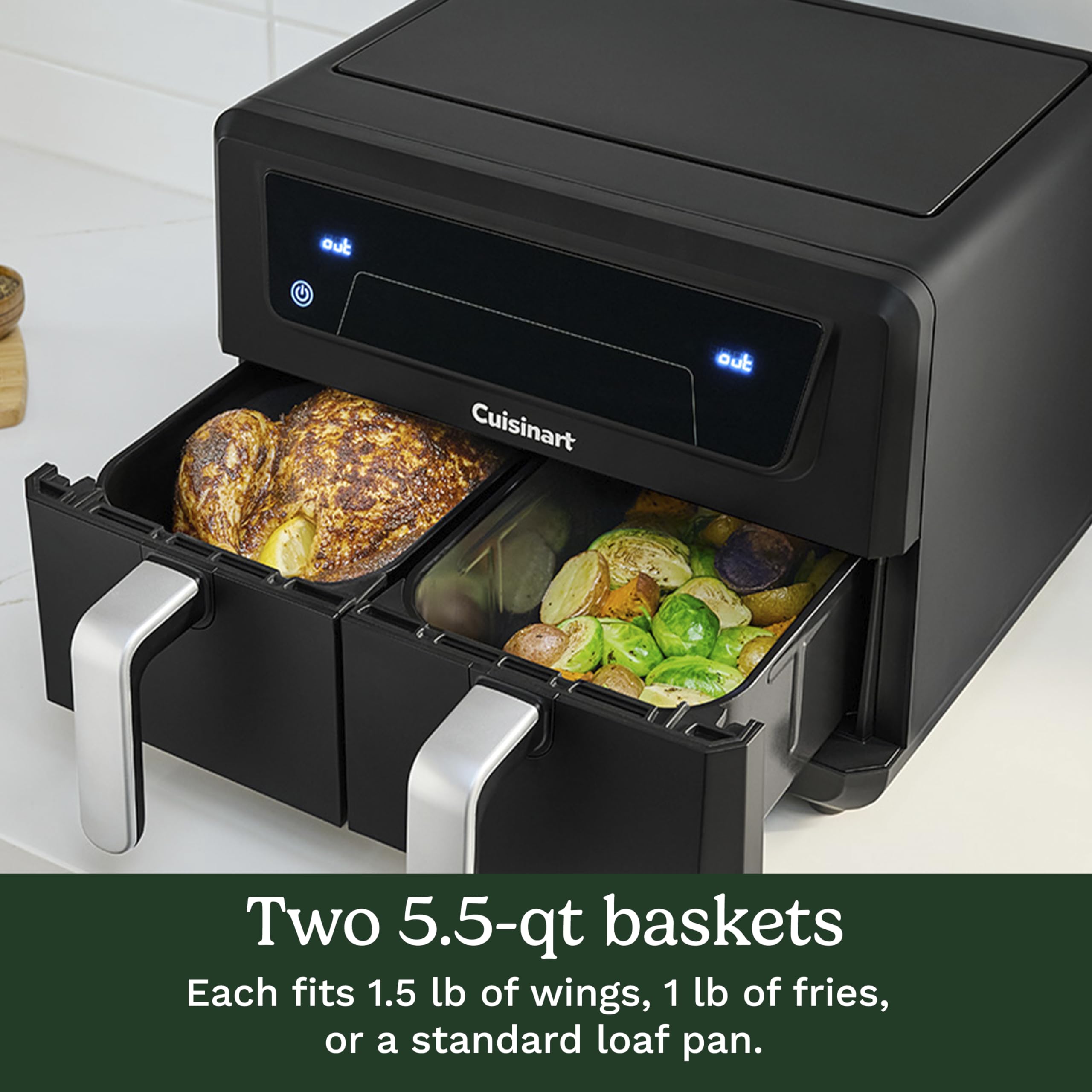 cuisinart-dual-basket-air-fryer-11-qt-4-functions-sync-finish image 2