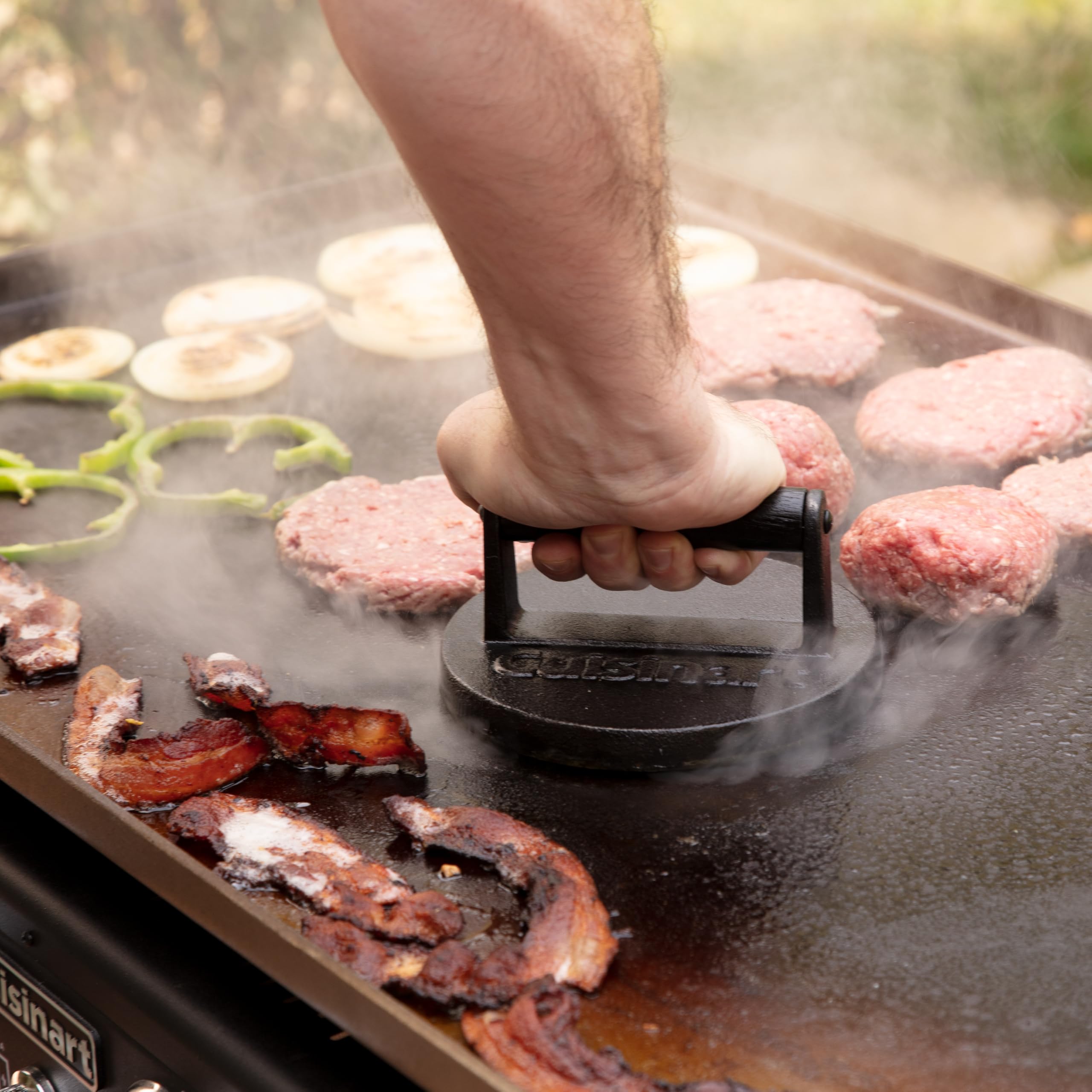 cuisinart-6-5-cast-iron-smashed-burger-press-heavy-duty-round-flat-edge-grill-pr image 7