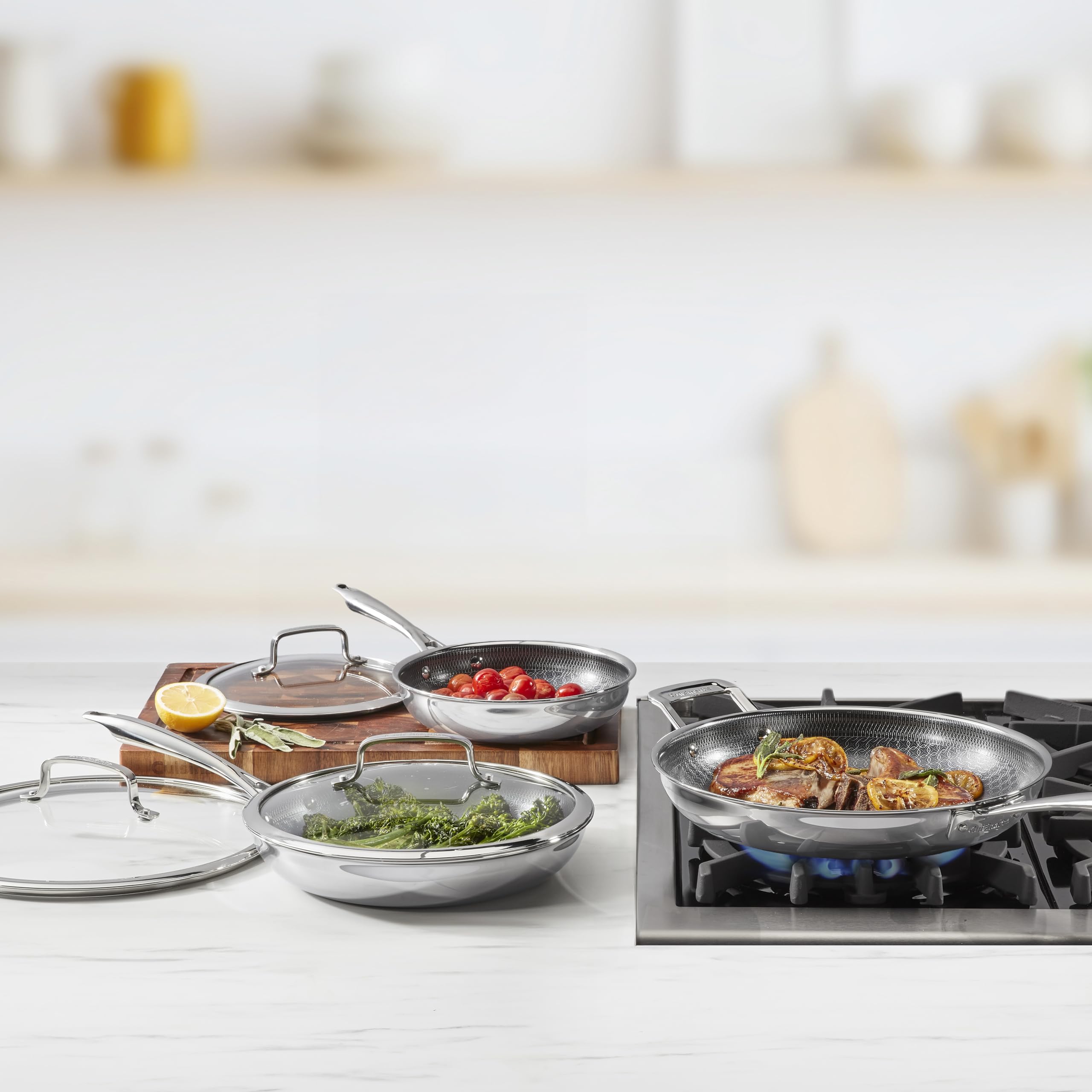 cuisinart-fusionelite-hybrid-tri-ply-stainless-steel-6-pc-skillet-set-with-lids- image 2