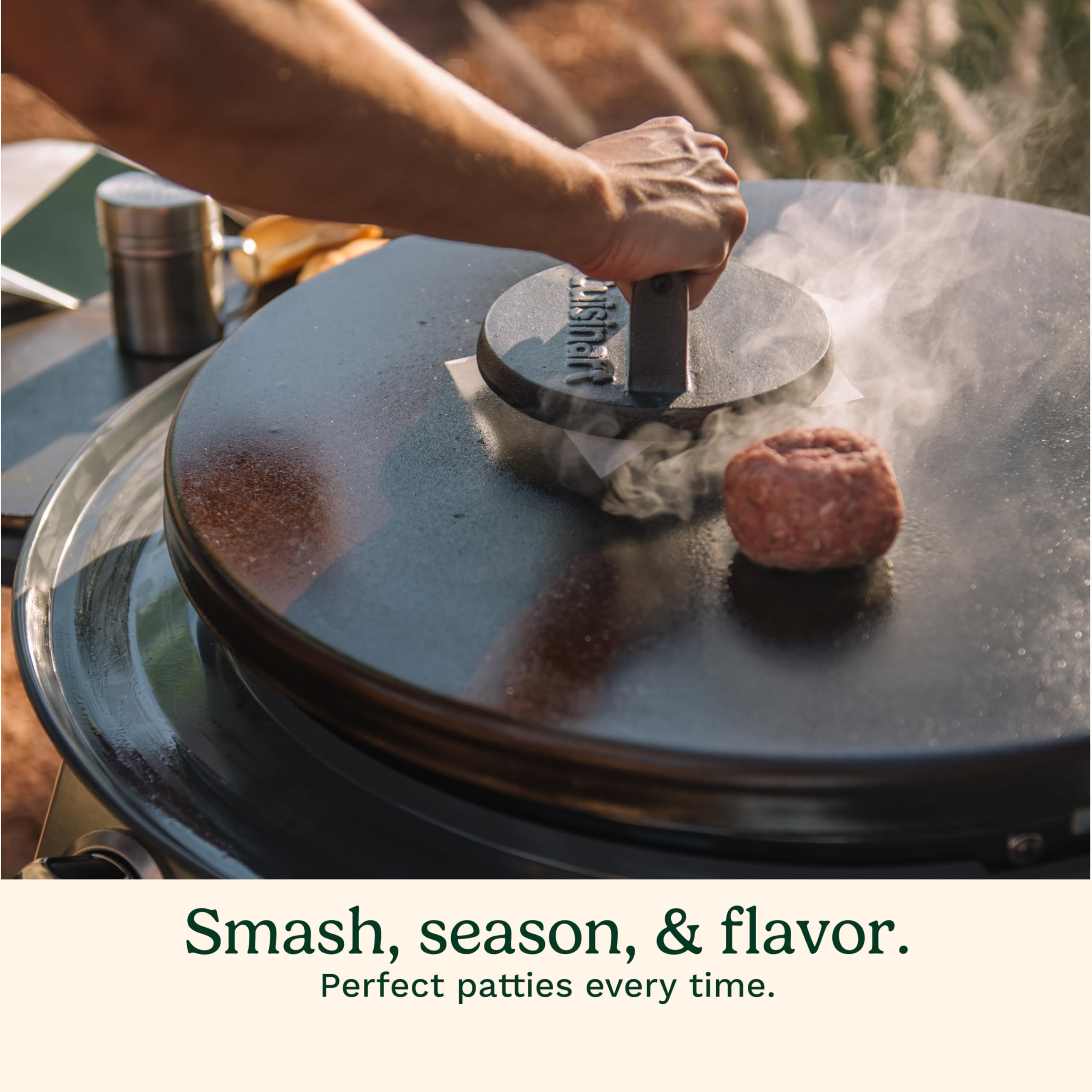 cuisinart-6-5-cast-iron-smashed-burger-press-heavy-duty-round-flat-edge-grill-pr image 5