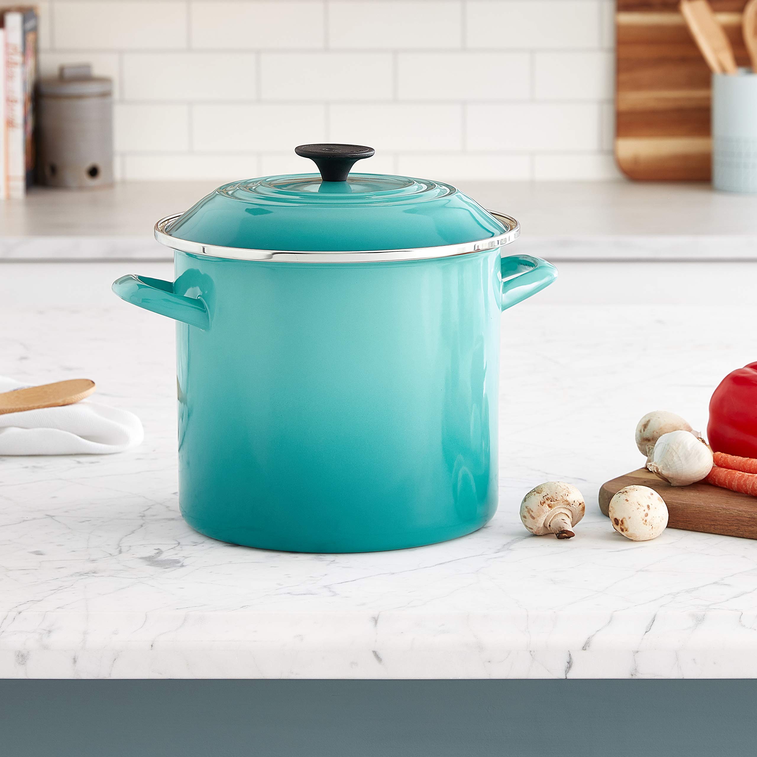 le-creuset-enamel-on-steel-stockpot-8-qt-caribbean-durable-porcelain-enamel-all- image 2