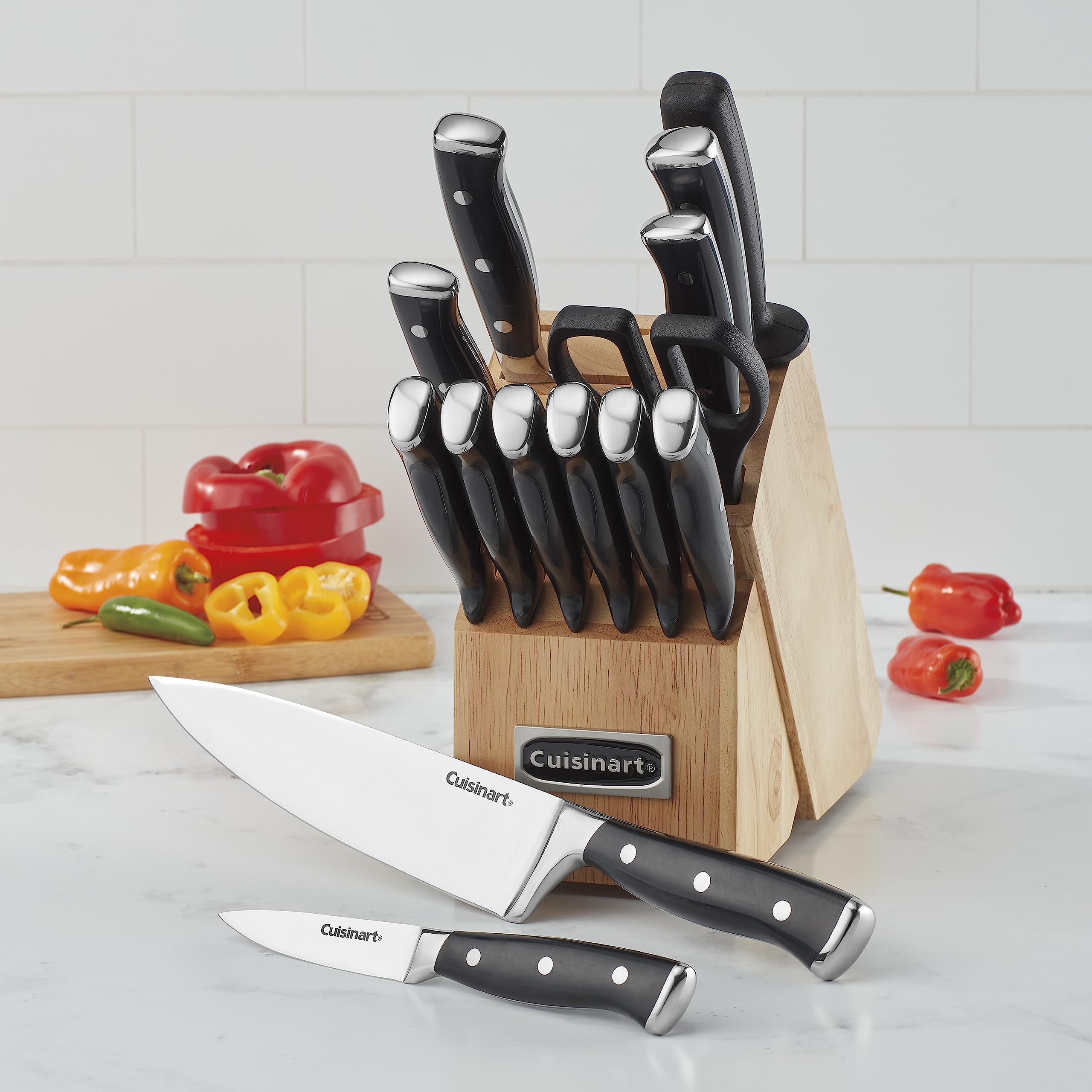 cuisinart-classic-forged-triple-rivet-15-piece-knife-block-set-with-wood-storage image 2