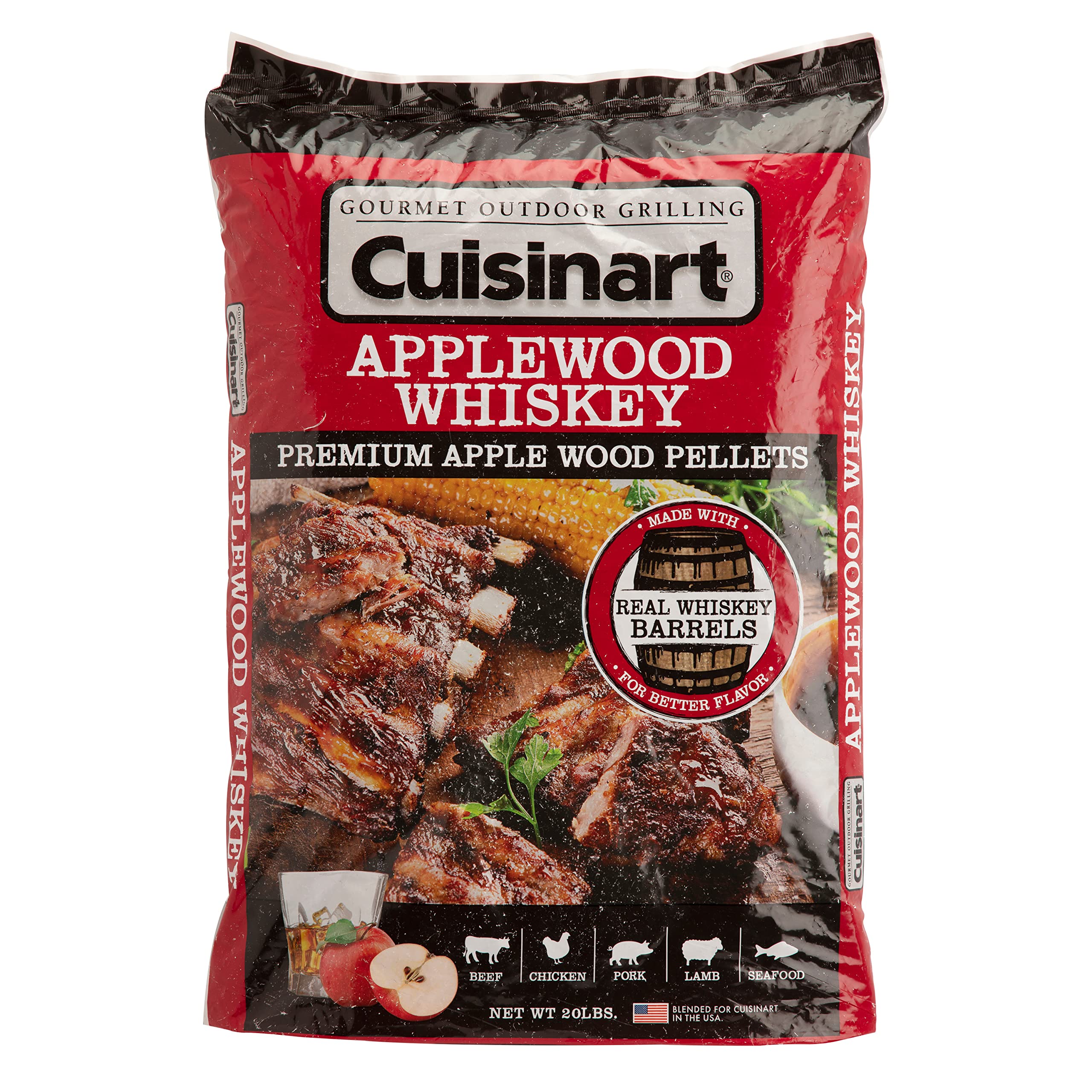 cuisinart-premium-applewood-whiskey-bbq-smoking-pellets-20-lb-bag-natural-wood image 6