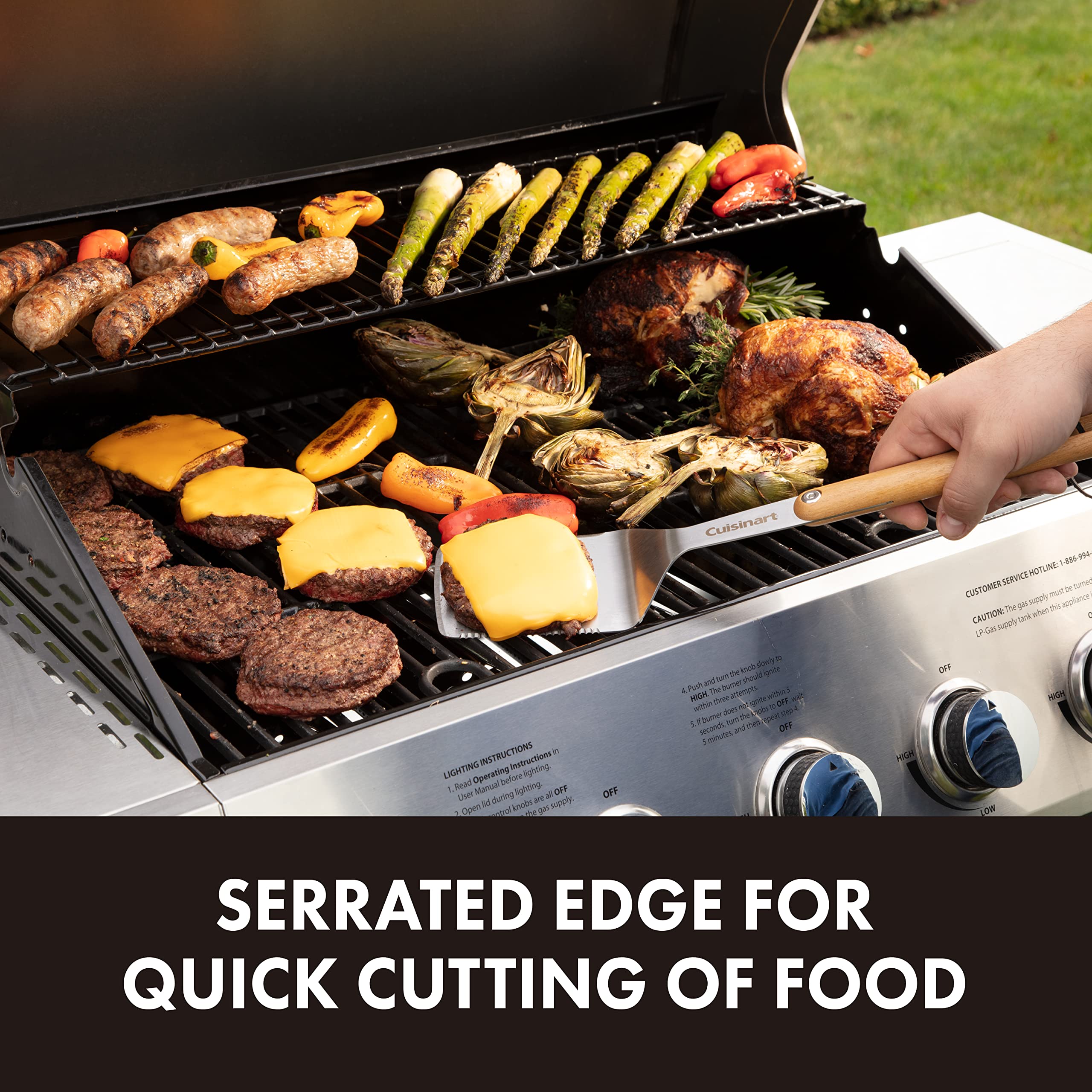 cuisinart-cgs-1100-4-piece-ash-wood-handle-grill-tool-set-with-spatula-locking-t image 5