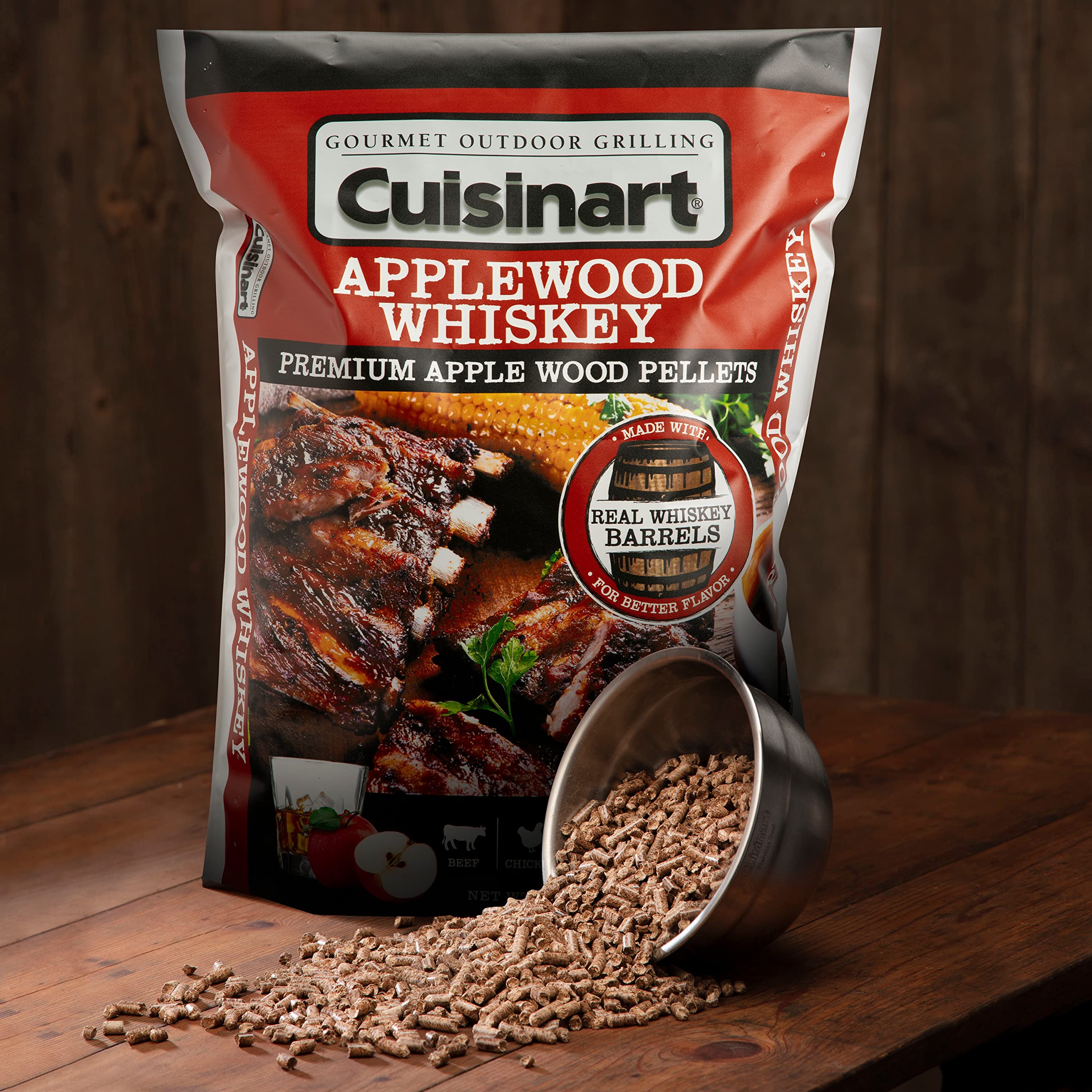 cuisinart-premium-applewood-whiskey-bbq-smoking-pellets-20-lb-bag-natural-wood image 4