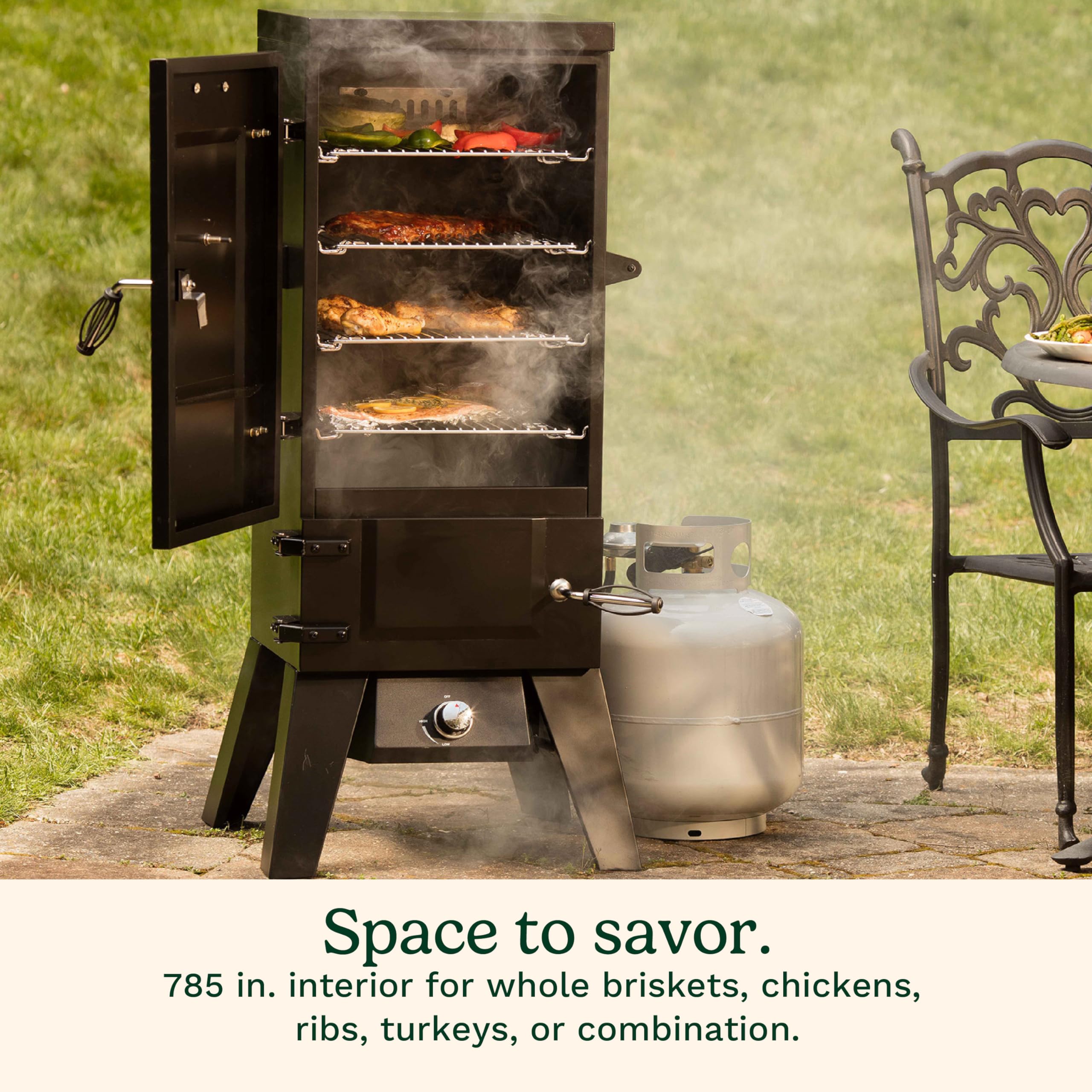 cuisinart-36-inch-vertical-propane-smoker-with-4-removable-chrome-steel-racks image 5
