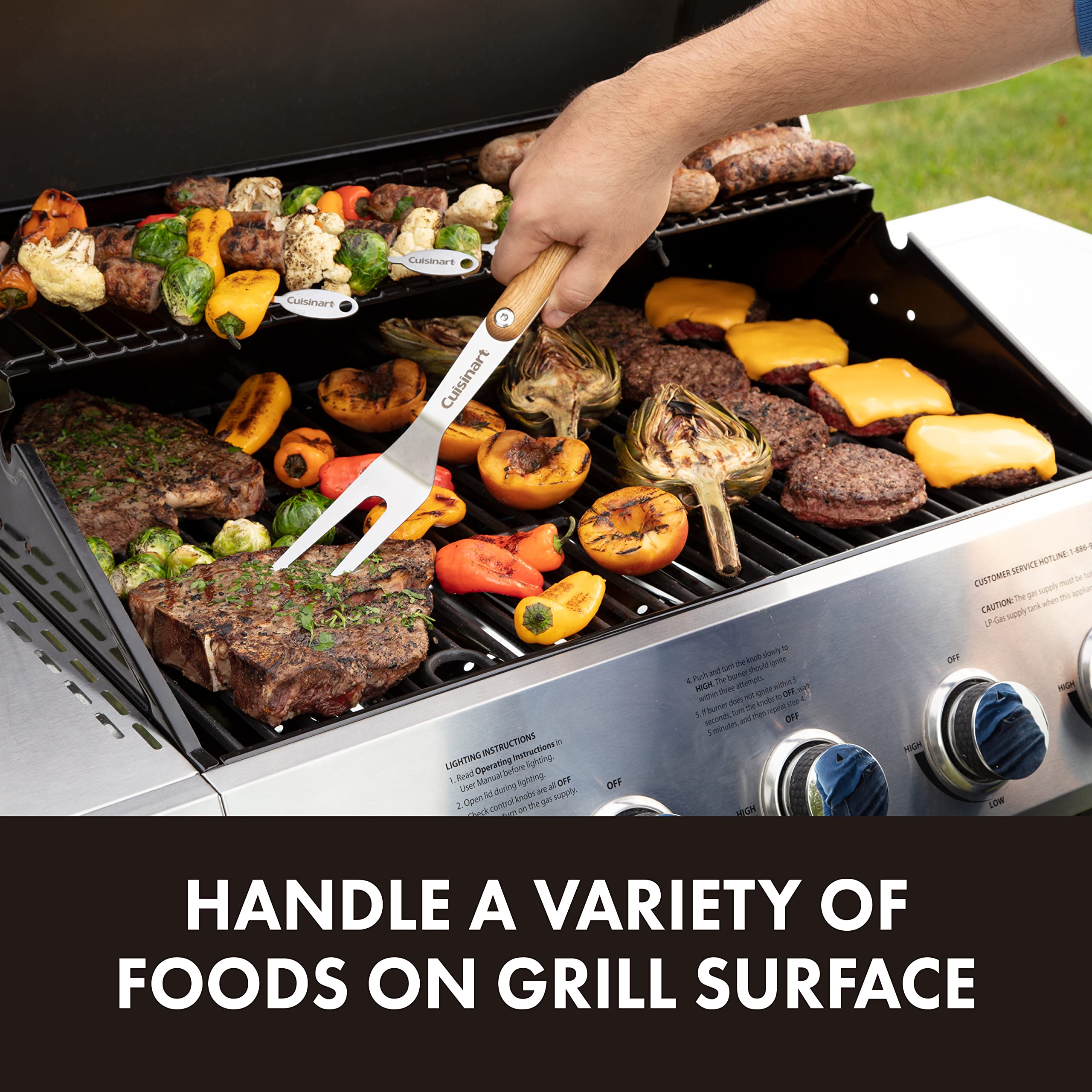 cuisinart-cgs-1100-4-piece-ash-wood-handle-grill-tool-set-with-spatula-locking-t image 6