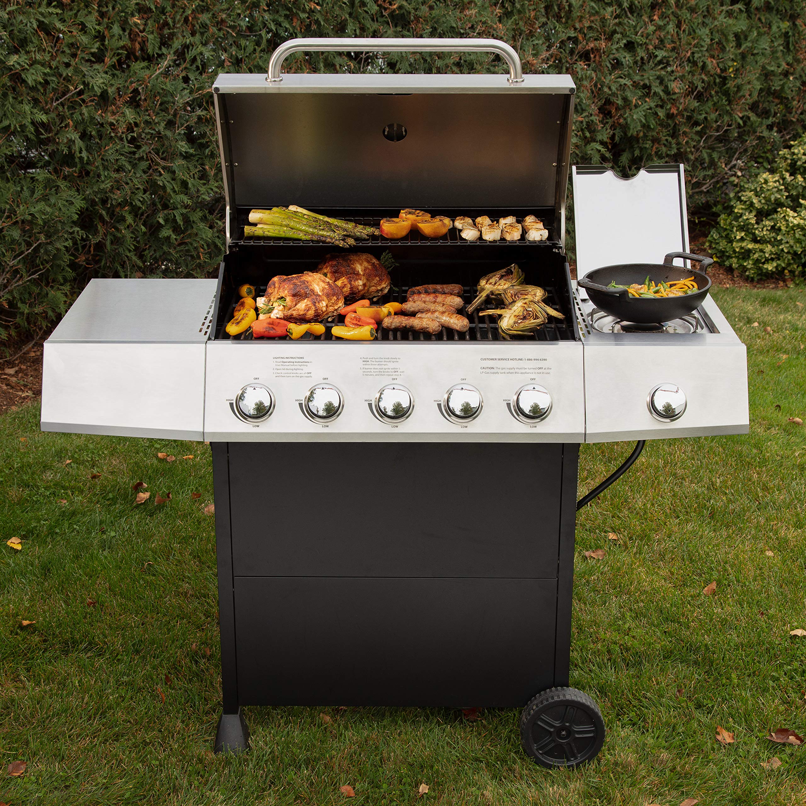 cuisinart-5-burner-propane-gas-grill-with-side-burner-cgg-8500-stainless-steel image 4