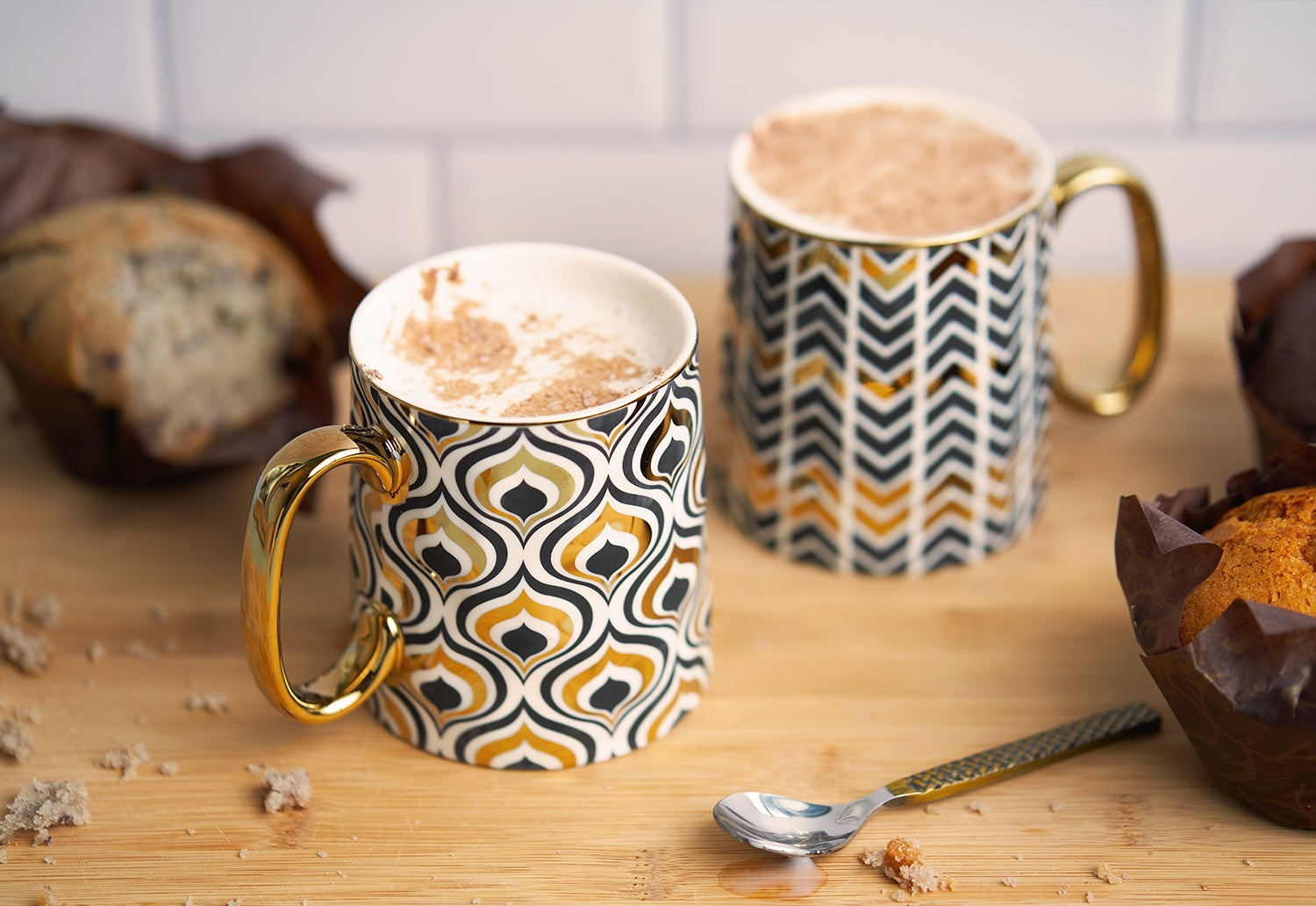 kook-black-and-gold-fez-coffee-mugs-15-oz-set-of-2-fine-china image 2