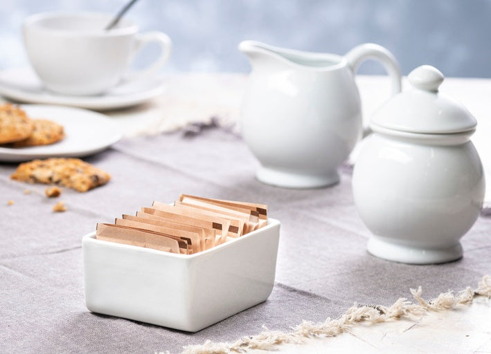 kook-classic-white-ceramic-sugar-creamer-set-3-piece-with-packet-jar image 2
